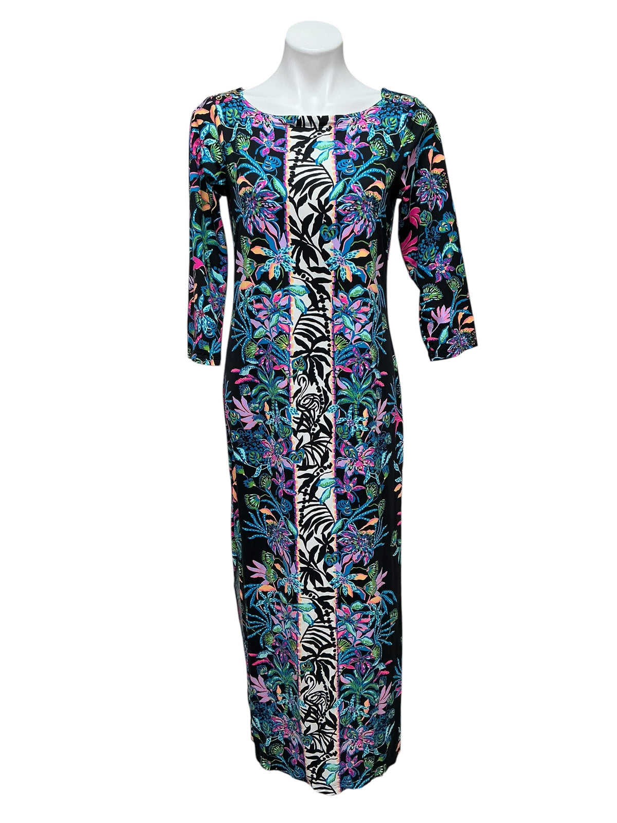 Lilly Pulitzer Seralina Maxi Dress Onyx Paradise Glow - Size M