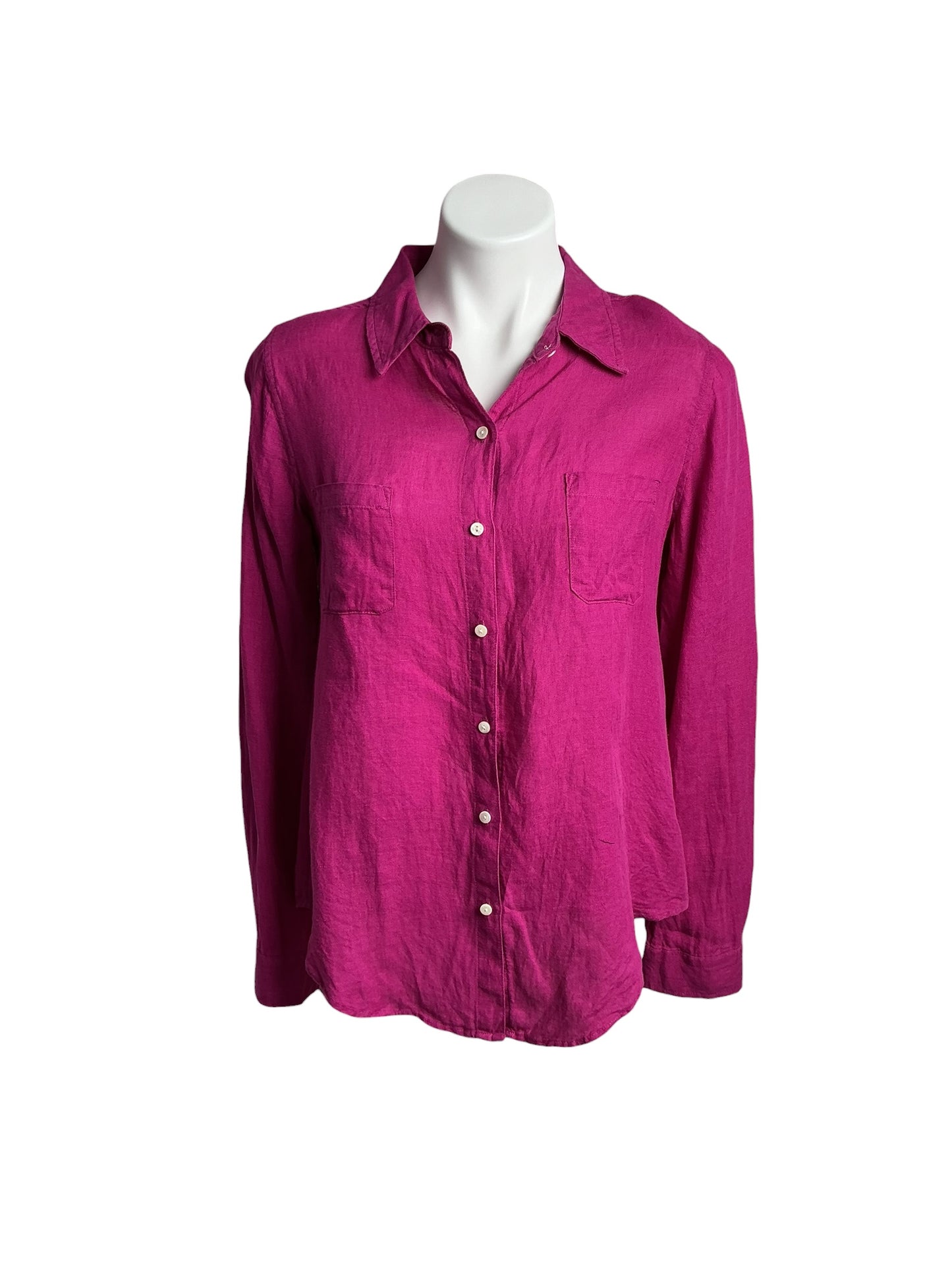 Lilly Pulitzer- Sea View Linen Button Down Top Aura Pink Size S