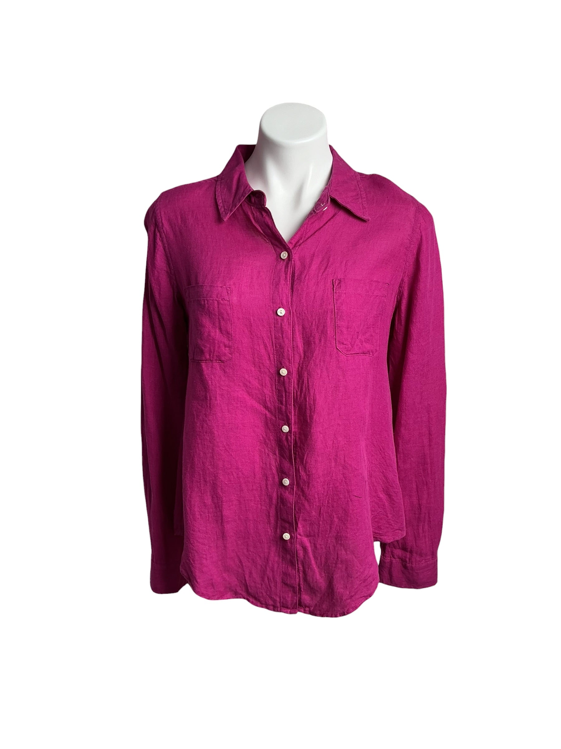 Lilly Pulitzer- Sea View Linen Button Down Top Aura Pink Size S