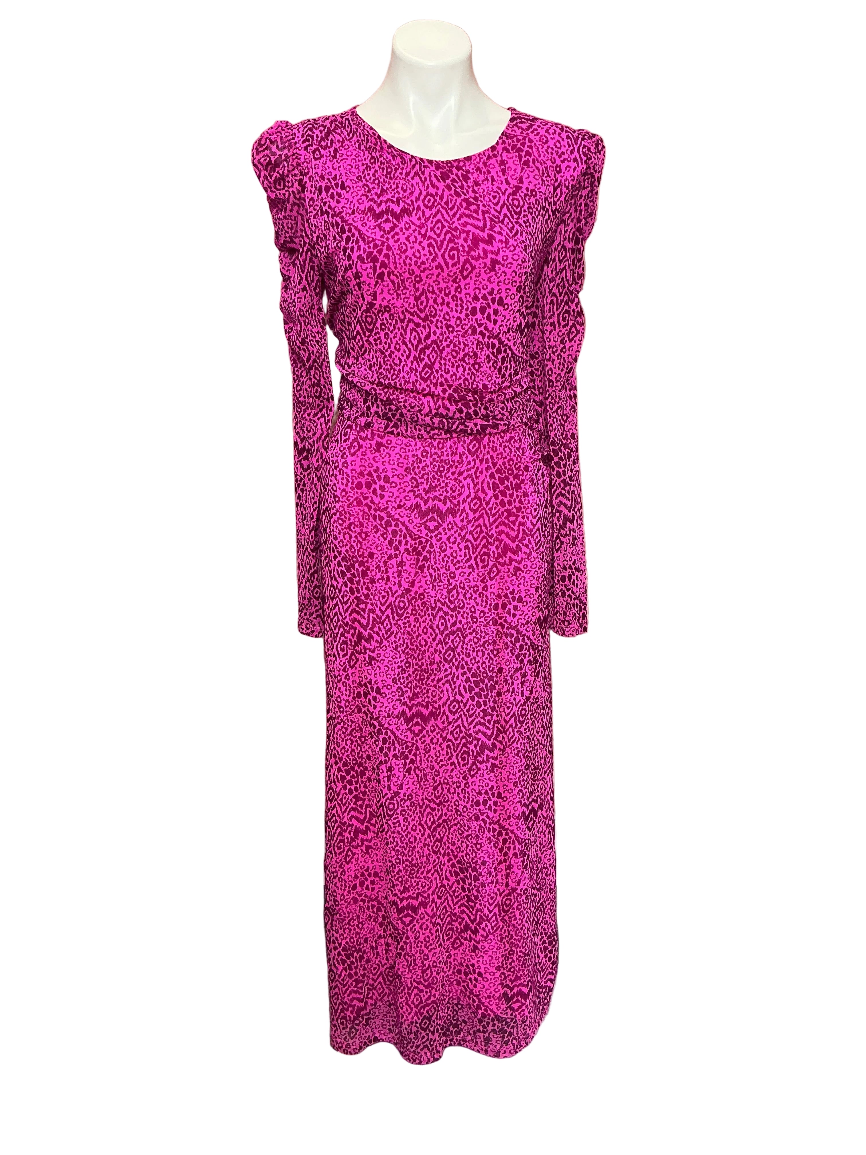 Lilly Pulitzer Preslie Long Sleeve Mesh Midi Dress Cerise Pink Pattern Play - Size XL