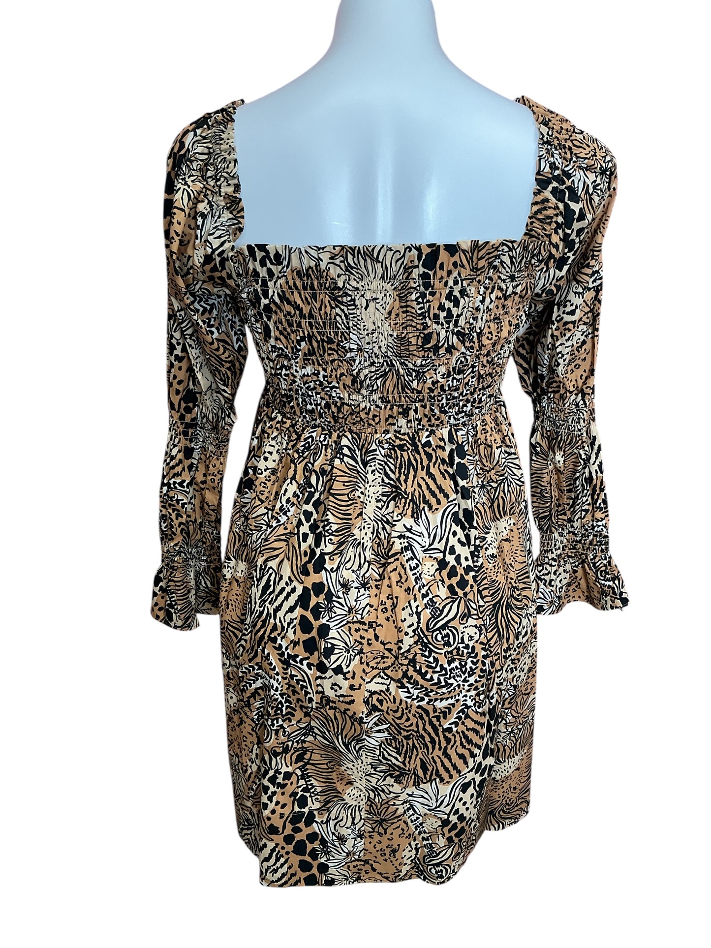 Lilly Pulitzer NWT Beyonca Long Sleeve Dress Rattan Walk On The Wild Side - Size M