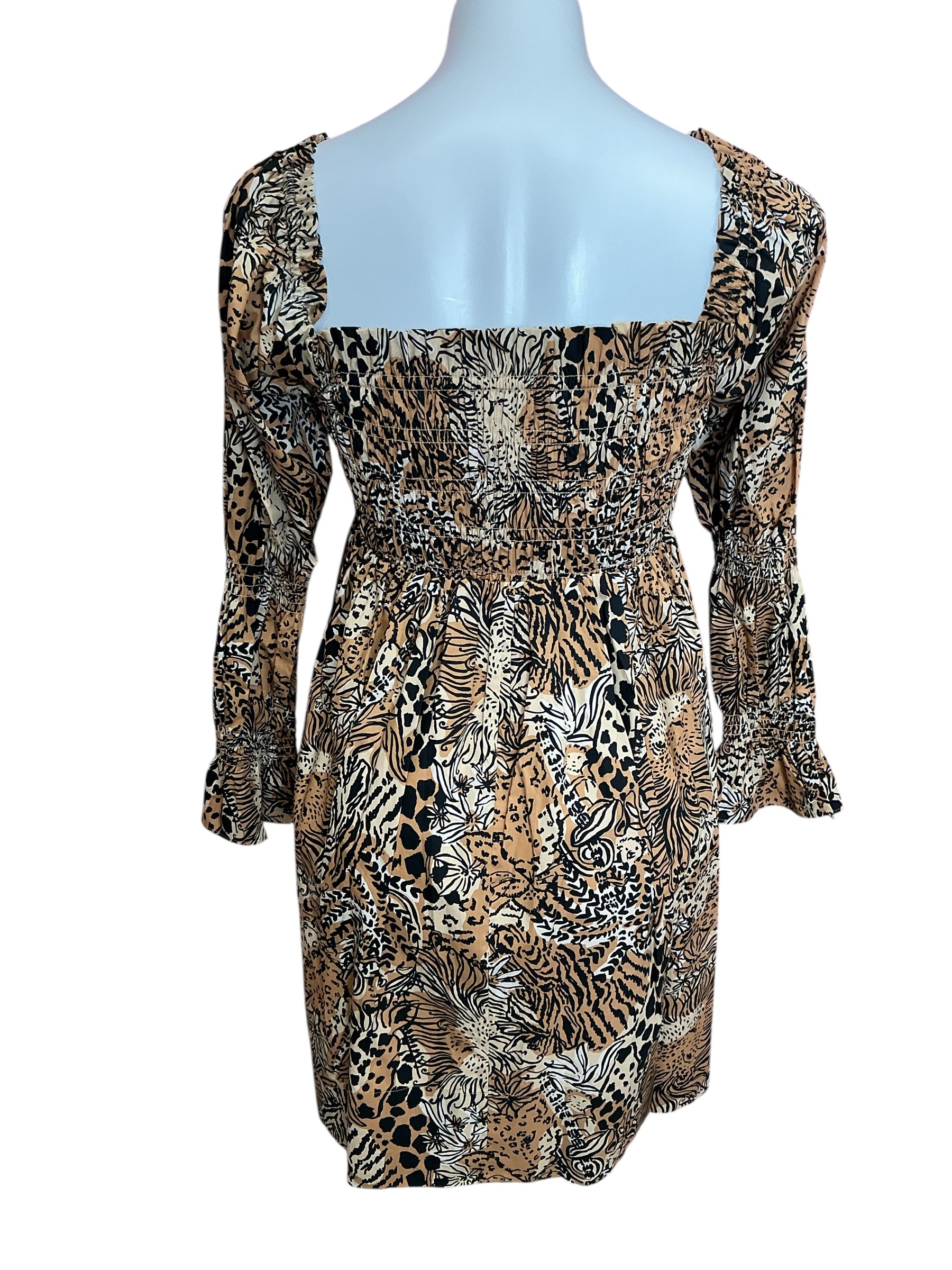 Lilly Pulitzer NWT Beyonca Long Sleeve Dress Rattan Walk On The Wild Side - Size M