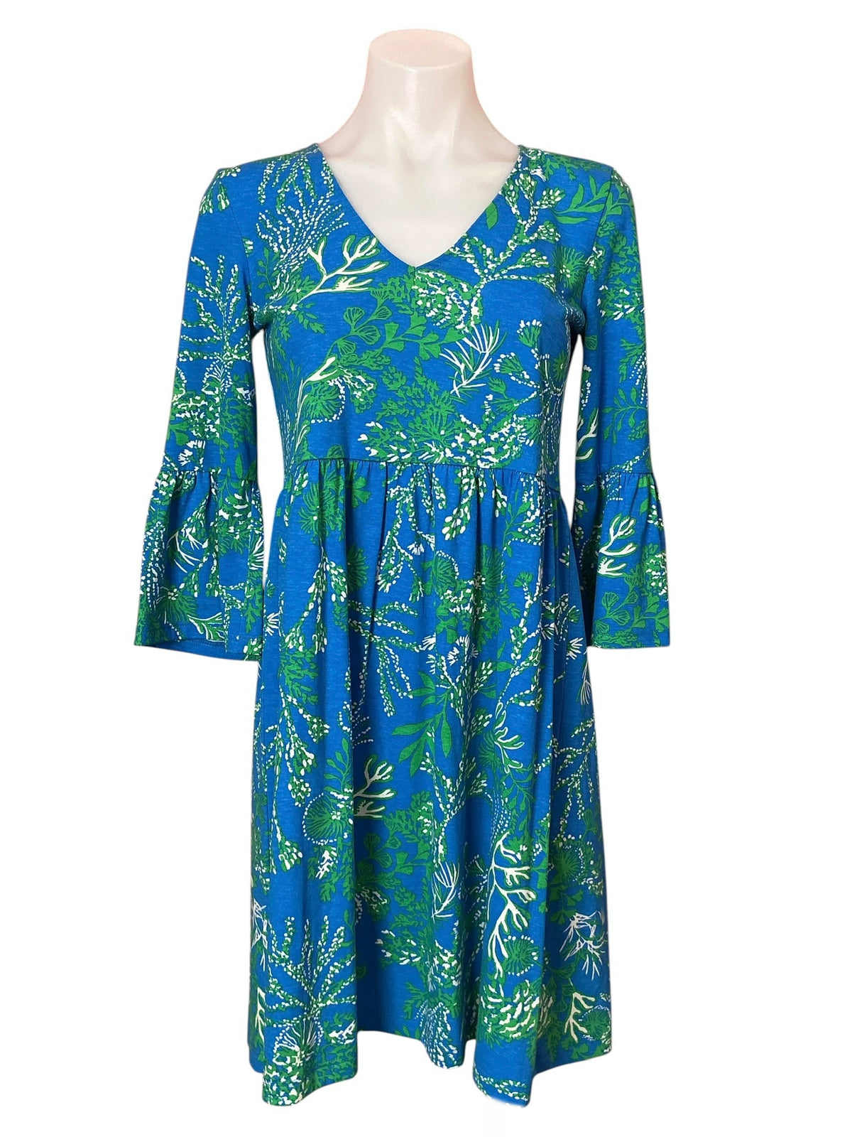 Lilly Pulitzer Jannie V Neck Dress Briny Blue A Bit Salty - Size XXS