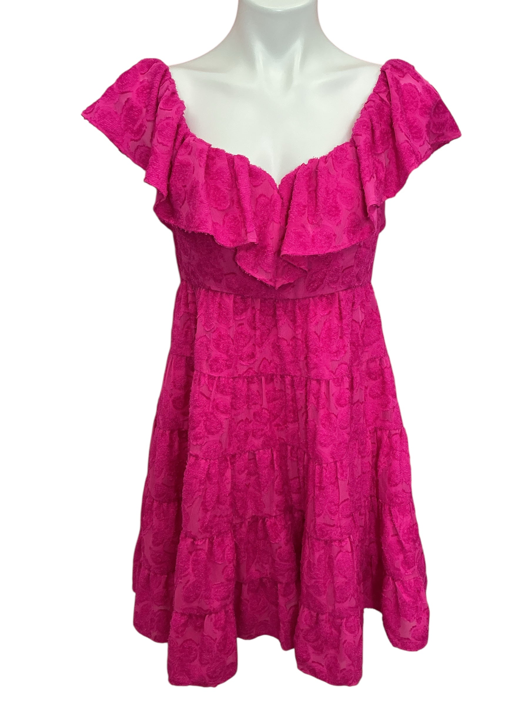 Lilly Pulitzer Emie Ruffle Trim Swing Dress Chenille Chip Chiffon - Size S