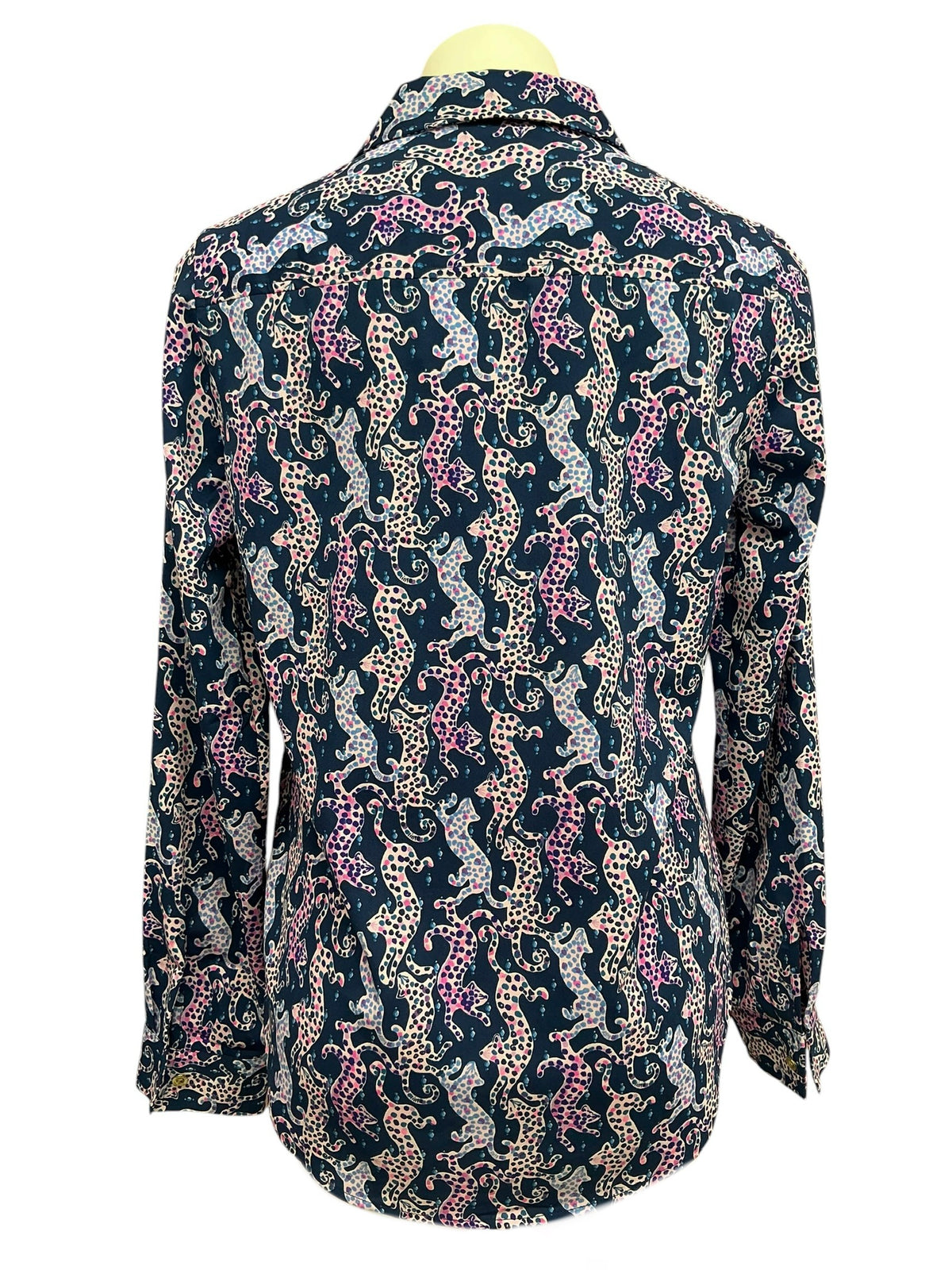 Lilly Pulitzer Sea View Button Down Top Oyster Bay Navy On The Catwalk - Size S
