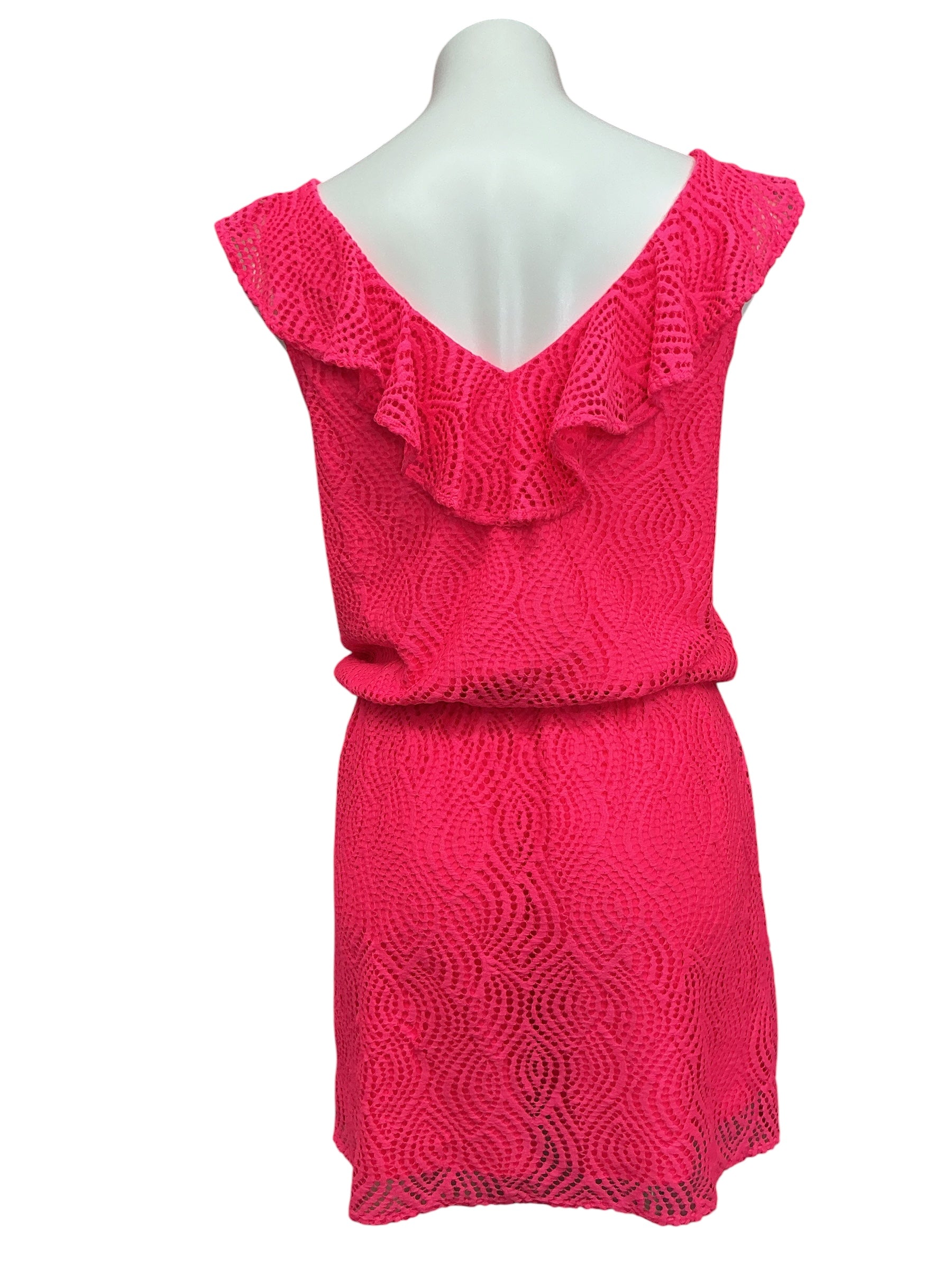 Lilly Pulitzer Alessa Romper Crab Claw Coral Flowing Leaf Lace - Size M