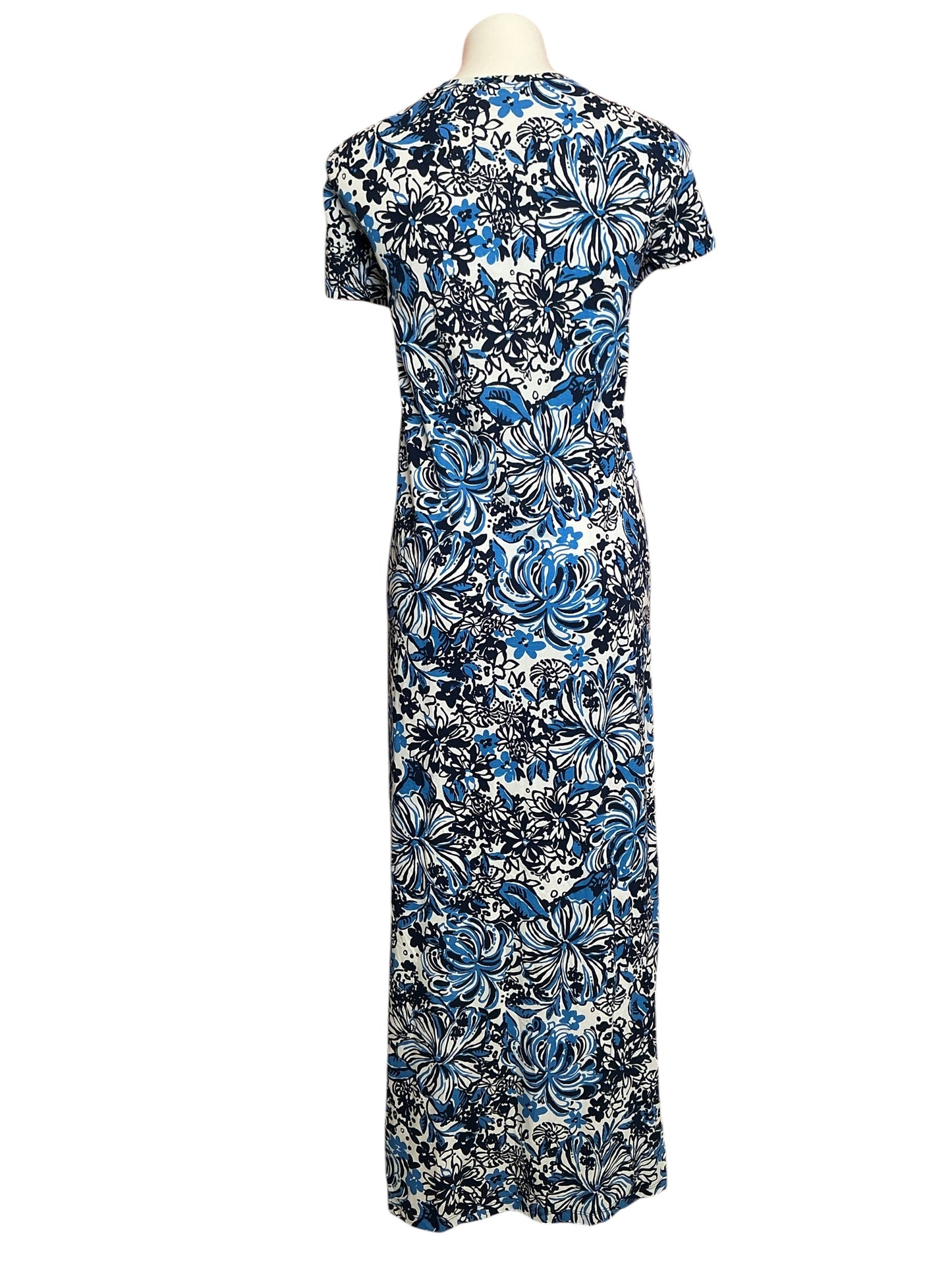Lilly Pulitzer Etta Short Sleeve Maxi Dress Low Tide Navy Pandarama - Size XL