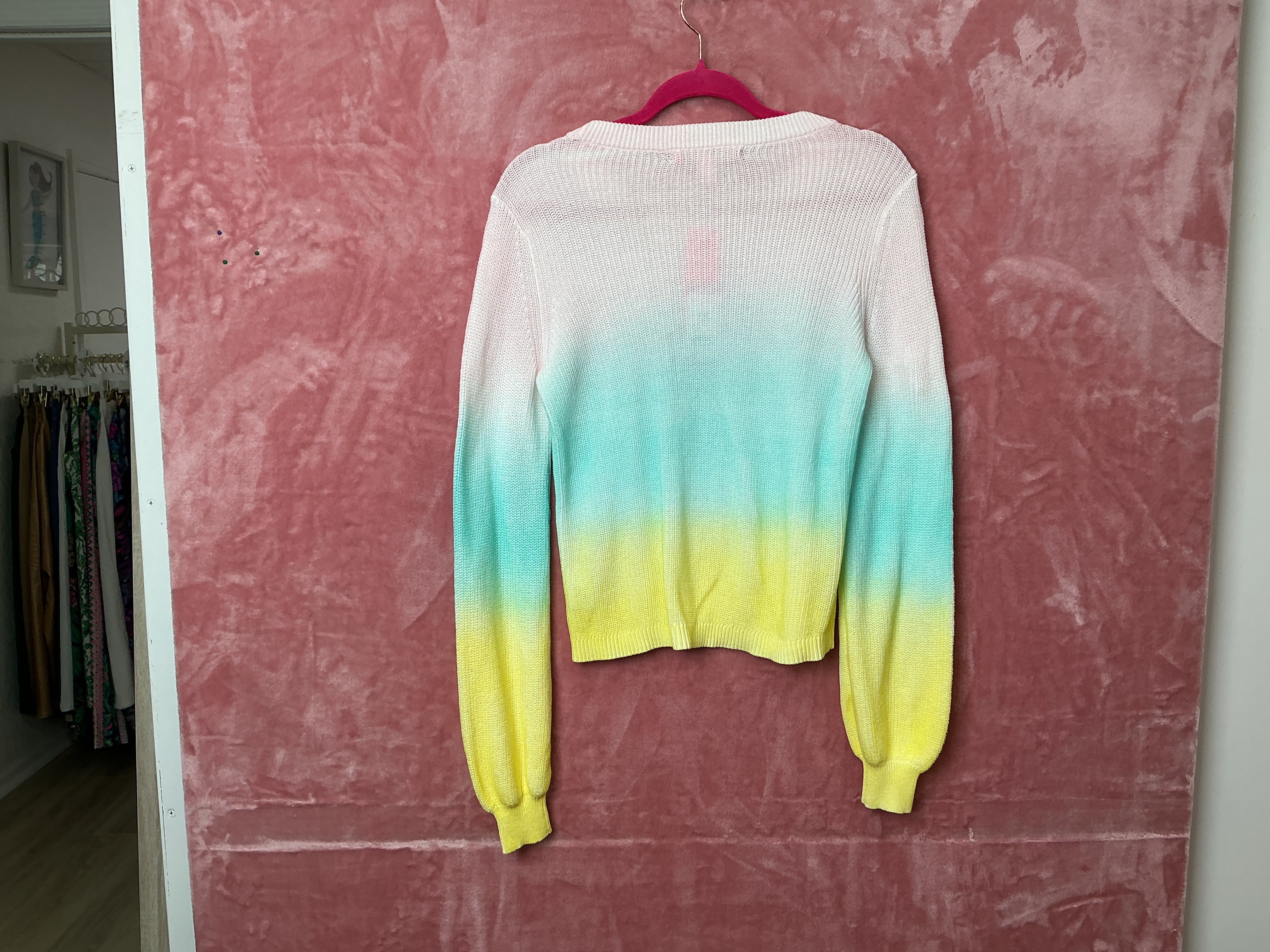 Lilly Pulitzer NWT Ritzanna Sweater Resort Yellow Ombré Spraydye - Size XS
