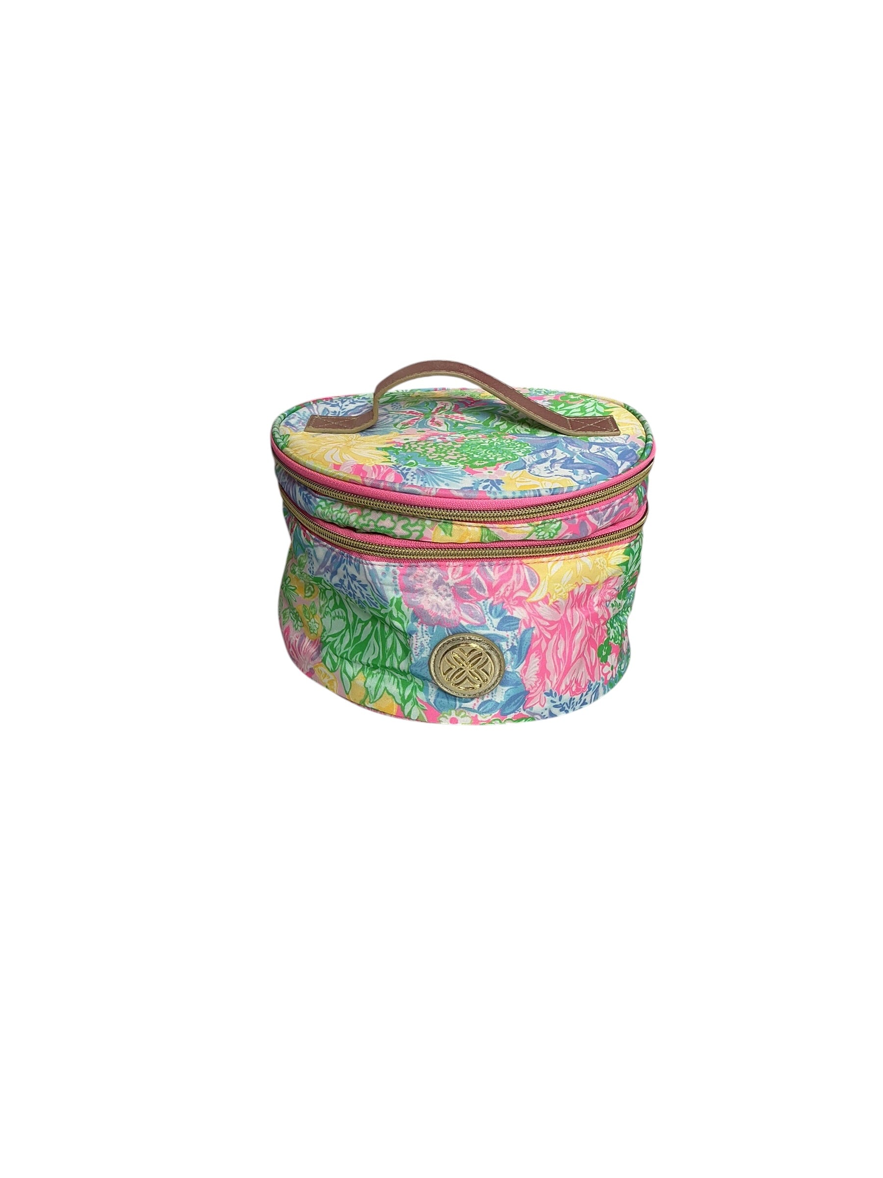 Lilly Pulitzer Round Cosmetic Case Multi Bright Delight Patch