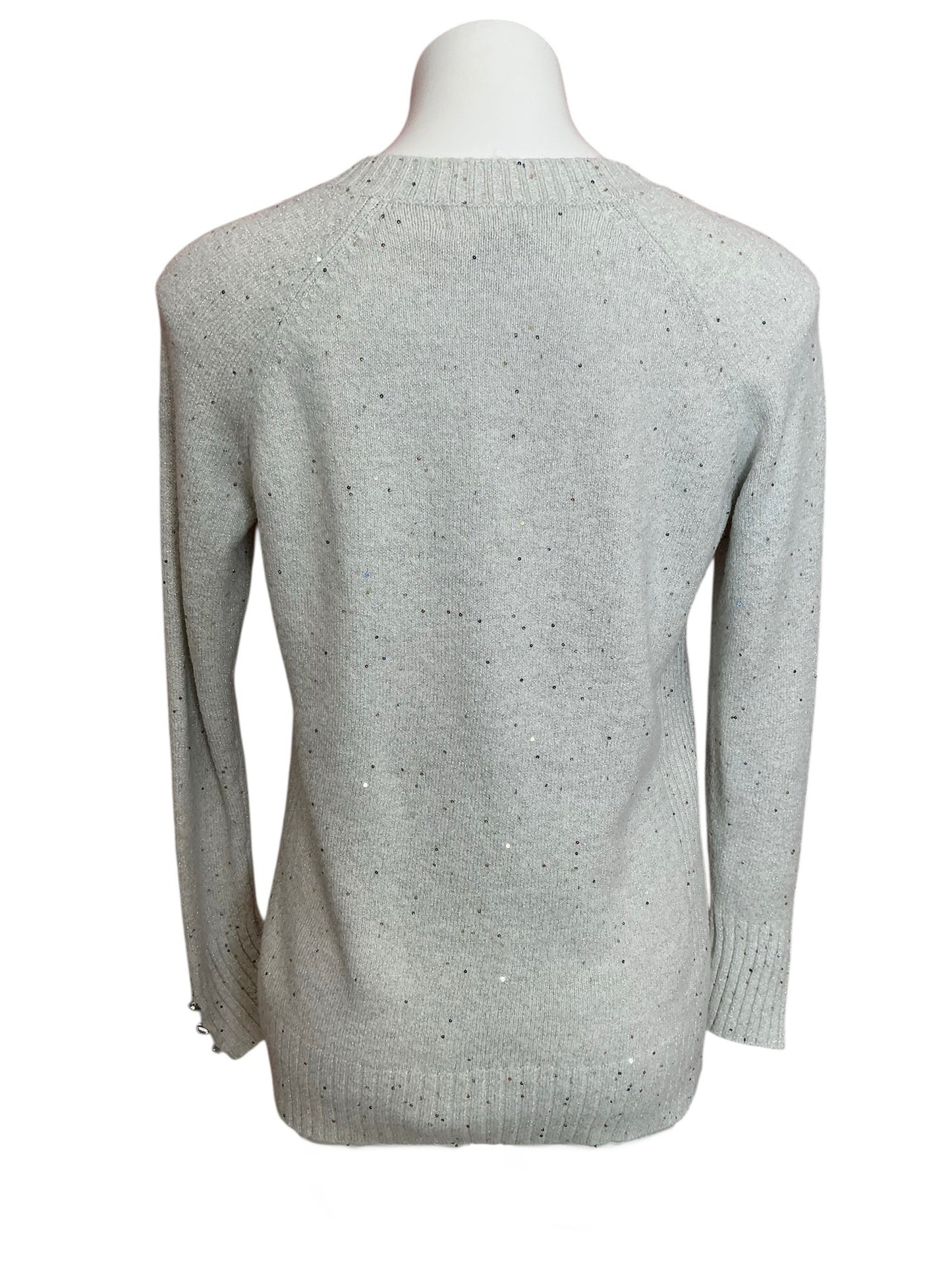 Lilly Pulitzer Kaycee Sequin Sweater Heathered Pebble Beach Metallic - Size XS