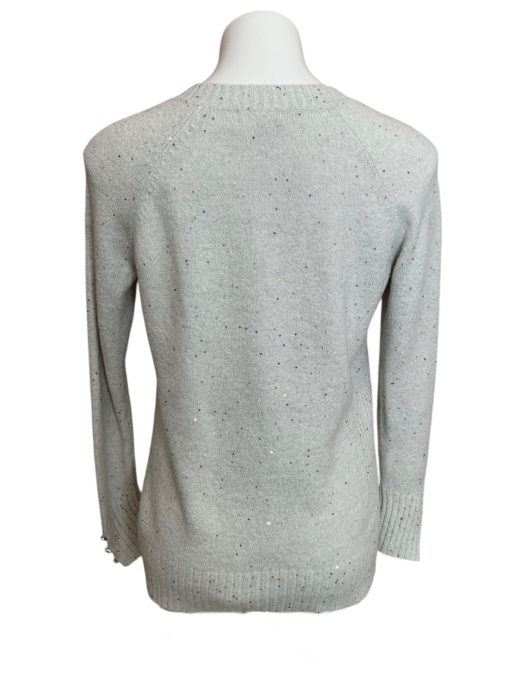 Lilly Pulitzer Kaycee Sequin Sweater Heathered Pebble Beach Metallic - Size XS