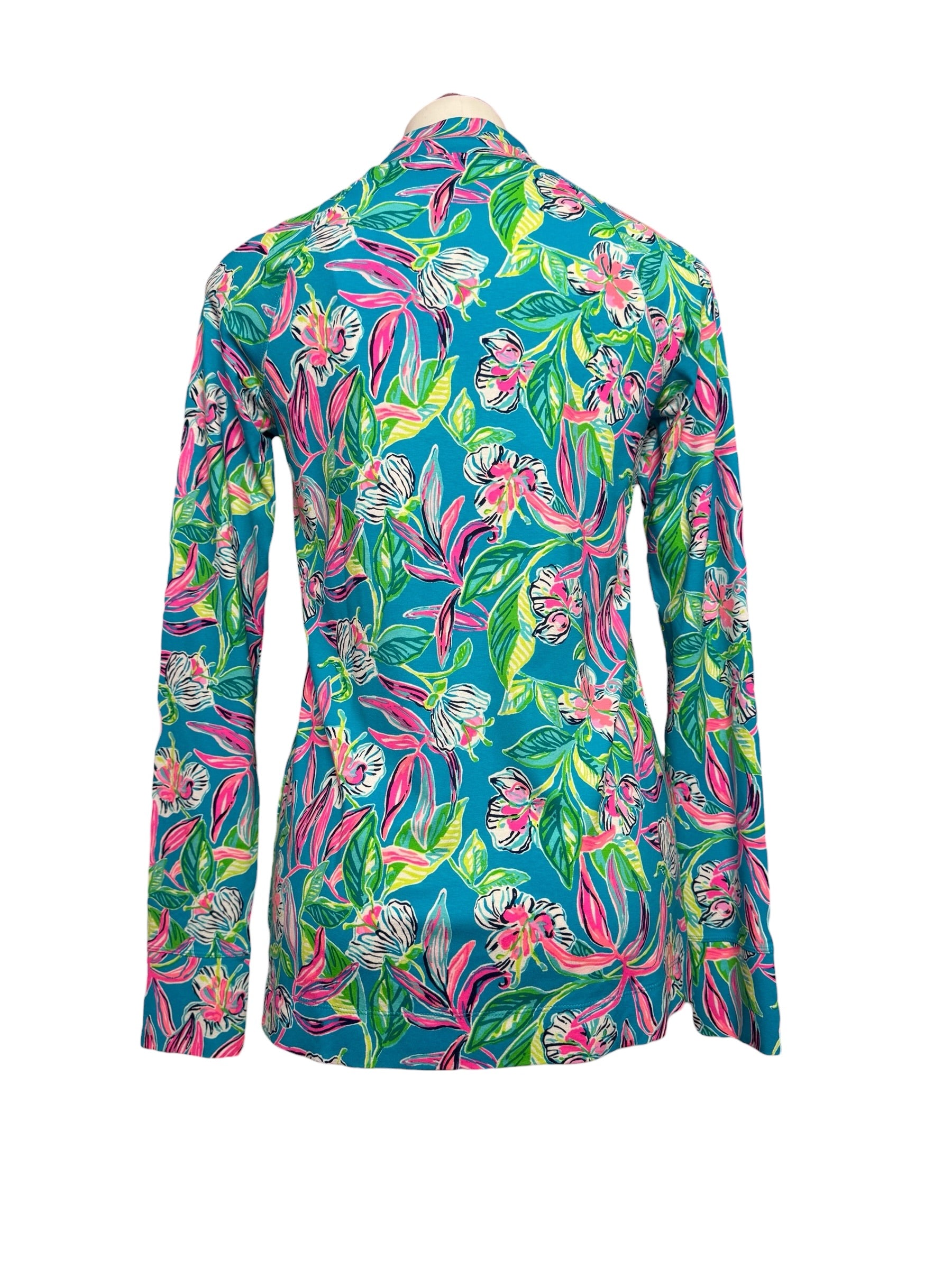 Lilly Pulitzer NWT Cassi UPF 50+ Popover Formentera Turquoise, Keep On Beleafing Size S