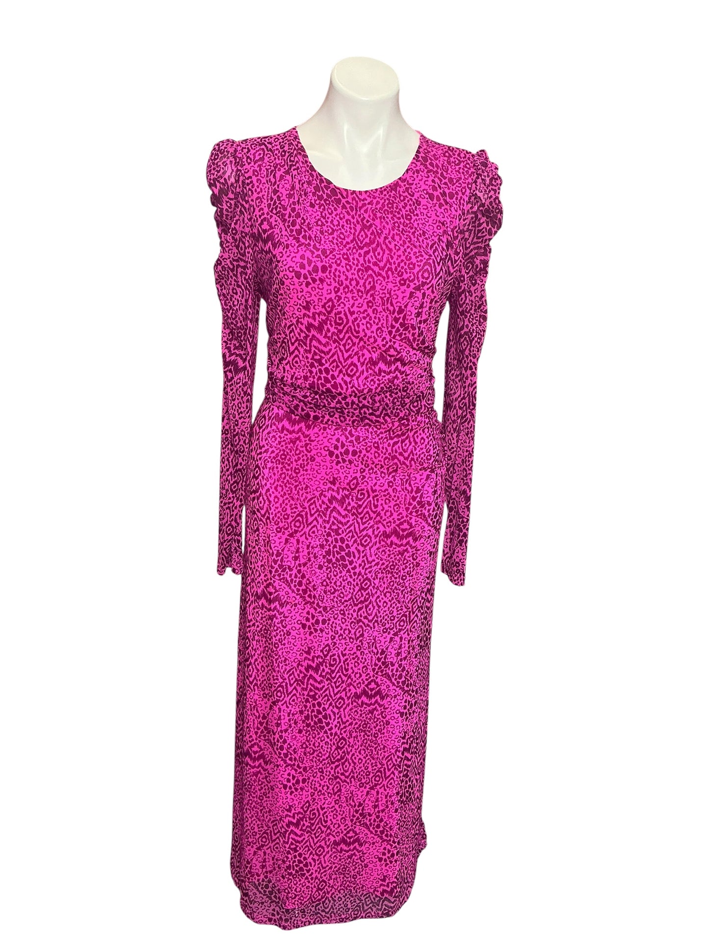 Lilly Pulitzer Preslie Long Sleeve Mesh Midi Dress Cerise Pink Pattern Play - Size XL