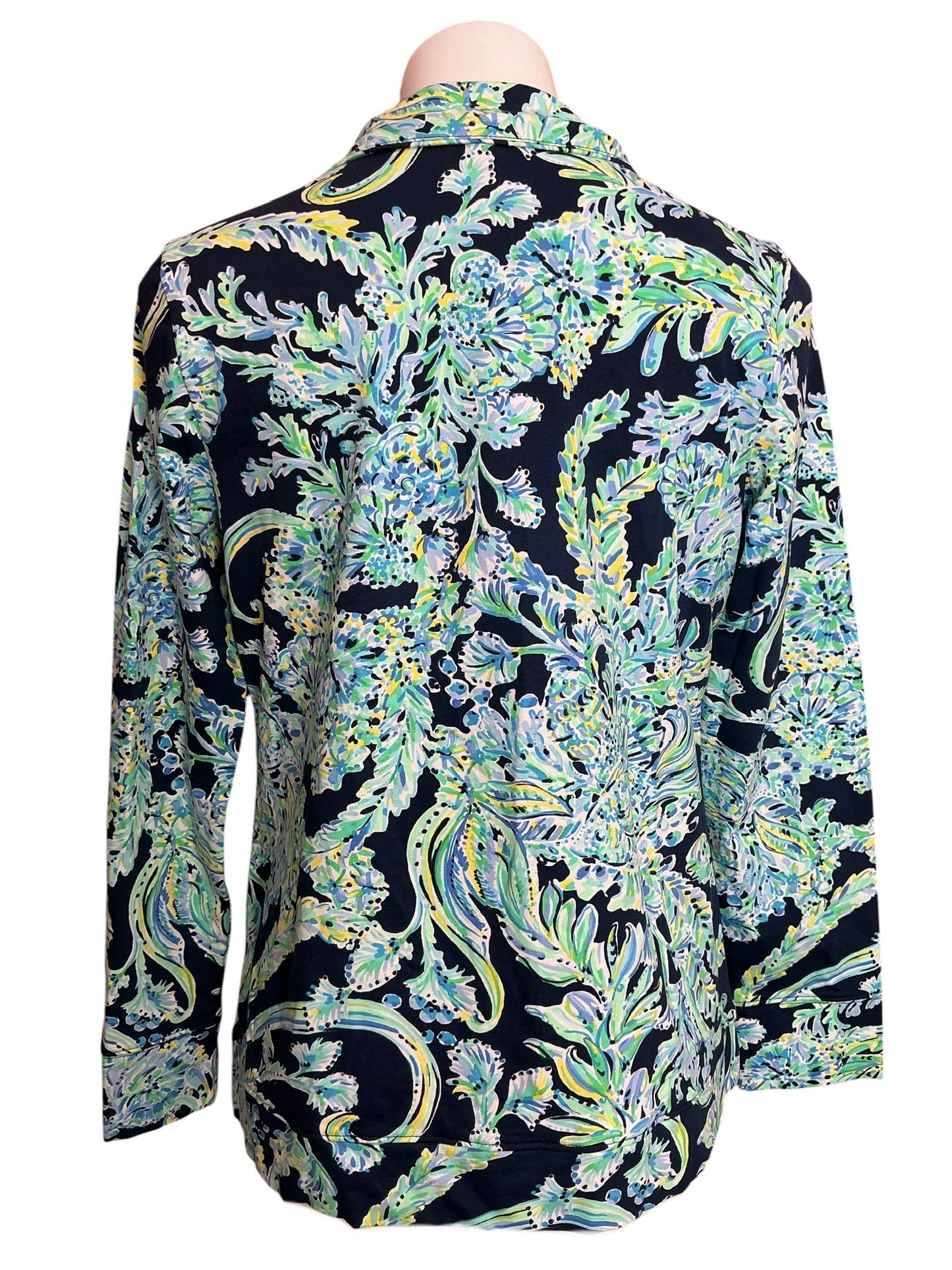 Lilly Pulitzer NWT UPF 50+ Betsey Zip Up Top High Tide Navy Scuba Doo - Size M