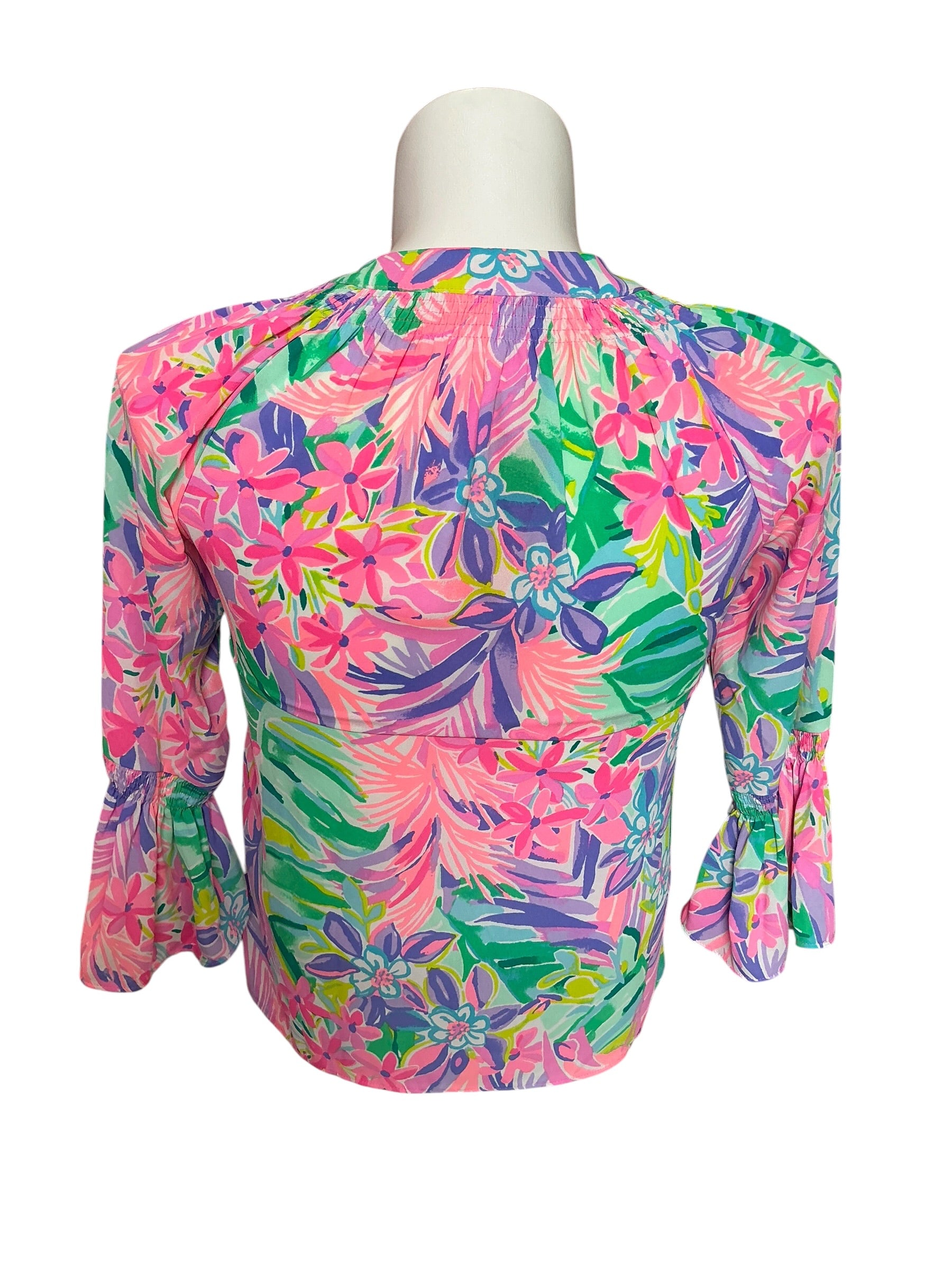 Lilly Pulitzer Stacey Silk Top Casa Banana - Size XXS