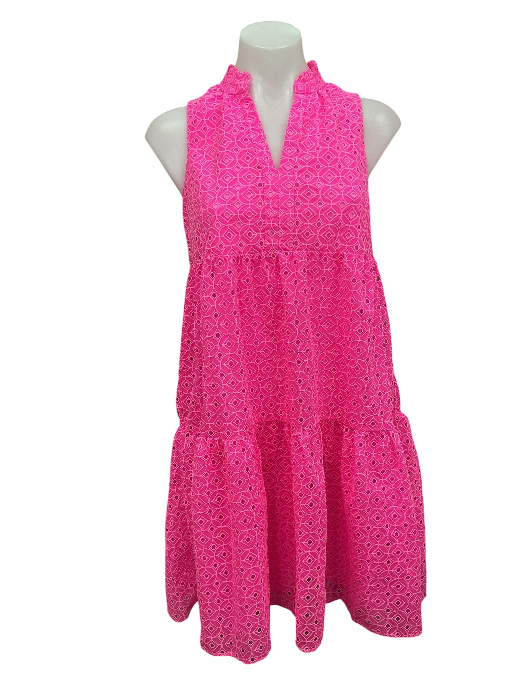 Lilly Pulitzer Novella Eyelet Swing Dress Mini Medallion Chiffon Eyelet Lilly’s Coral - Size XXS