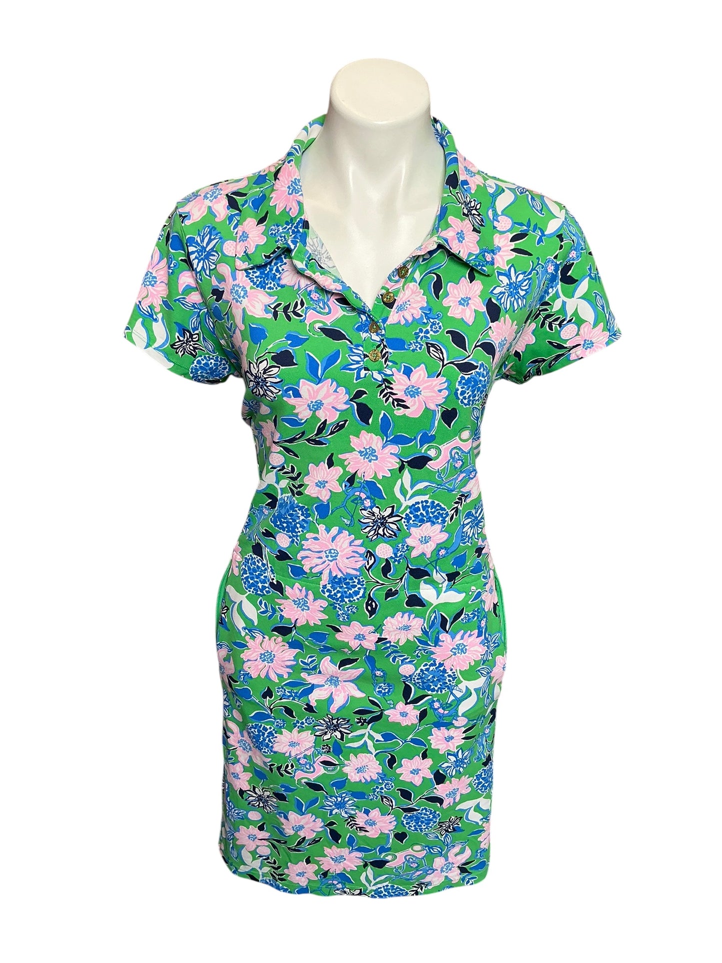 Lilly Pulitzer Luxletic Frida Scallop Polo Dress Spearmint Golf Till You Drop - Size XL
