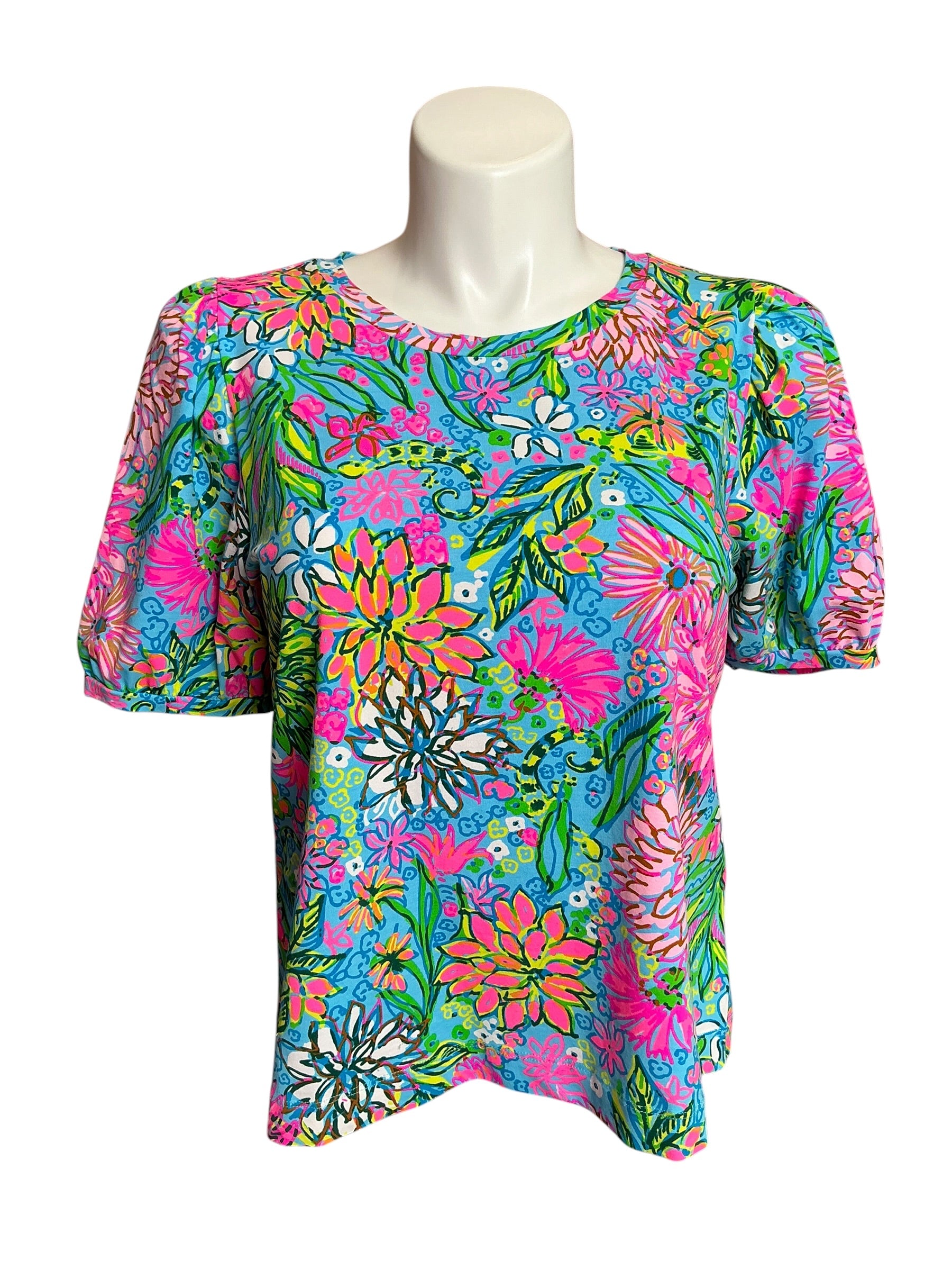 Lilly Pulitzer Rhett Knit Top Seabreeze Blue Walking On Sunshine - Size XL