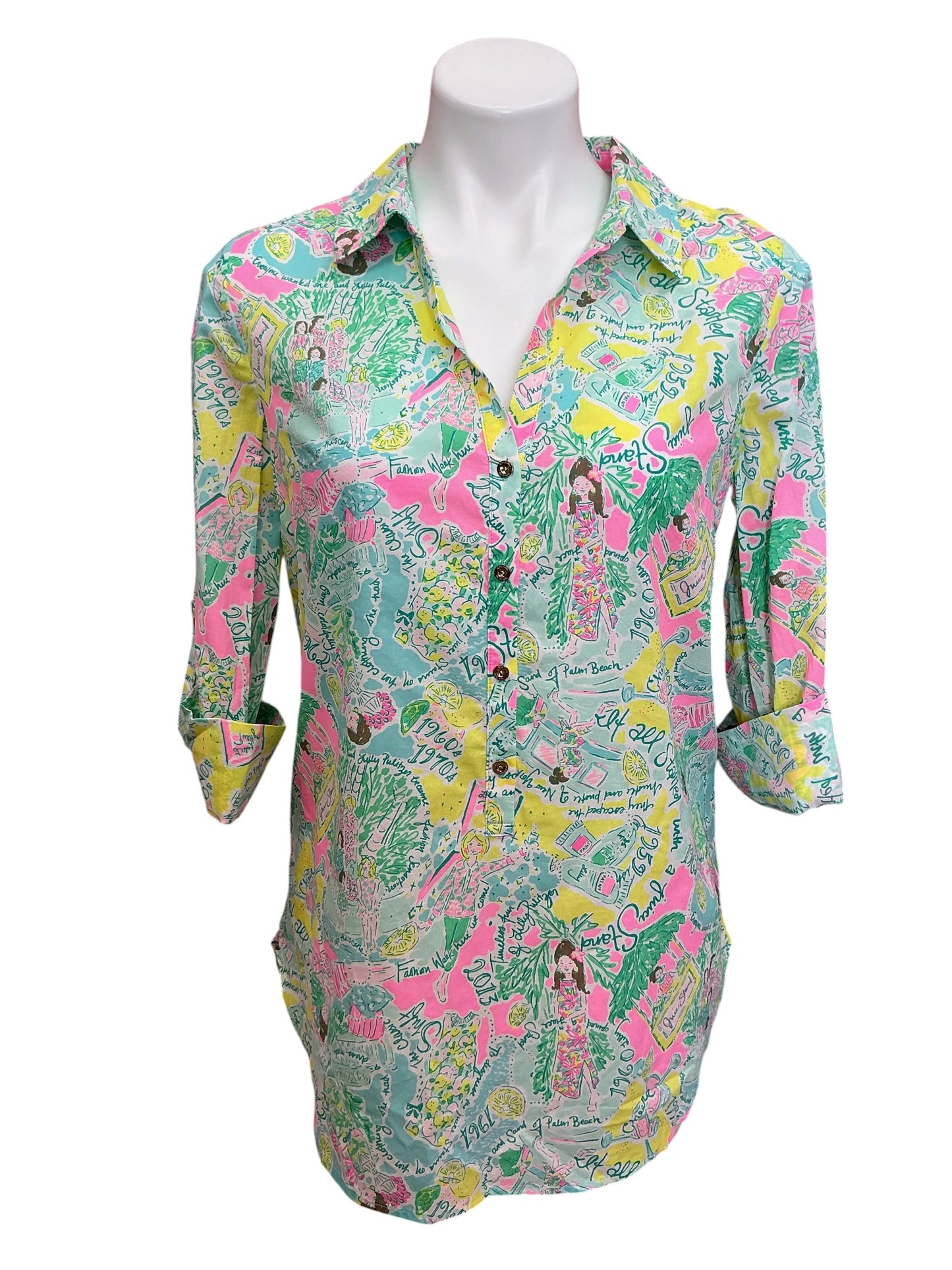 Lilly Pulitzer NWT Captiva Tunic Multi Pop Up In The Beginning - Size S
