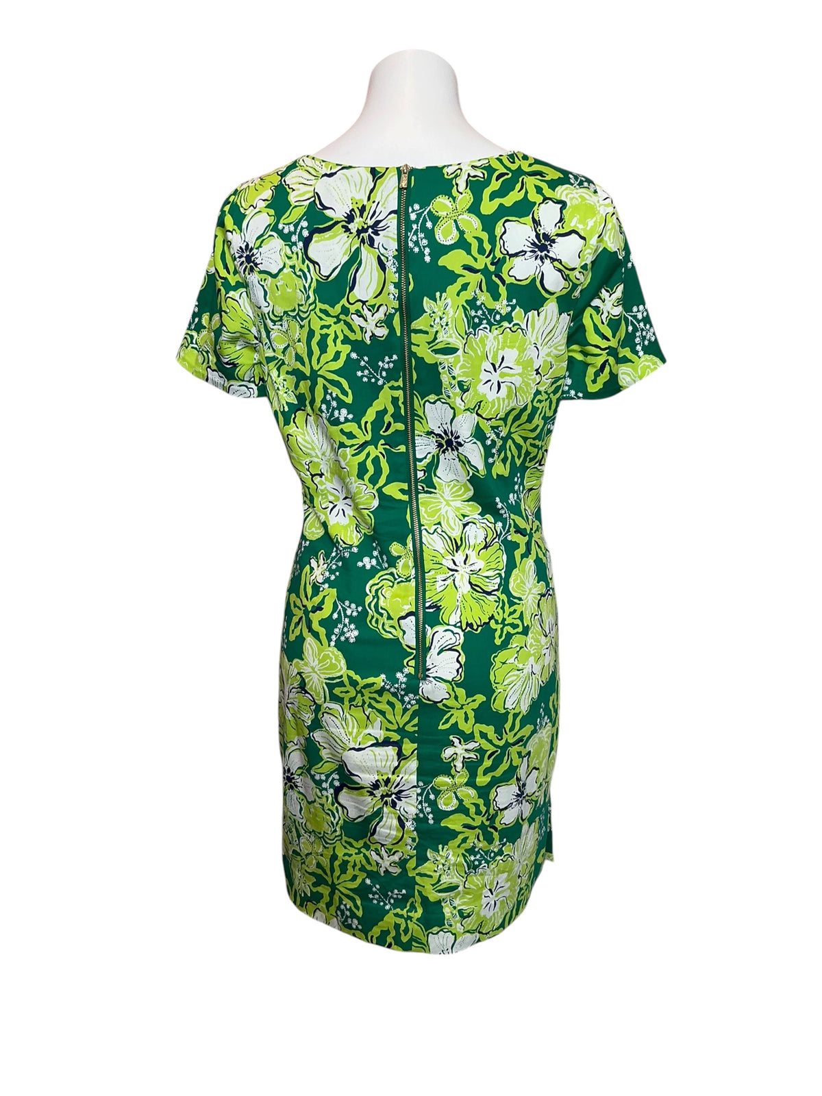Lilly Pulitzer Short Sleeved Lilly Shift Dress Fiddle-Leaf Green Once and Floral - Size 8
