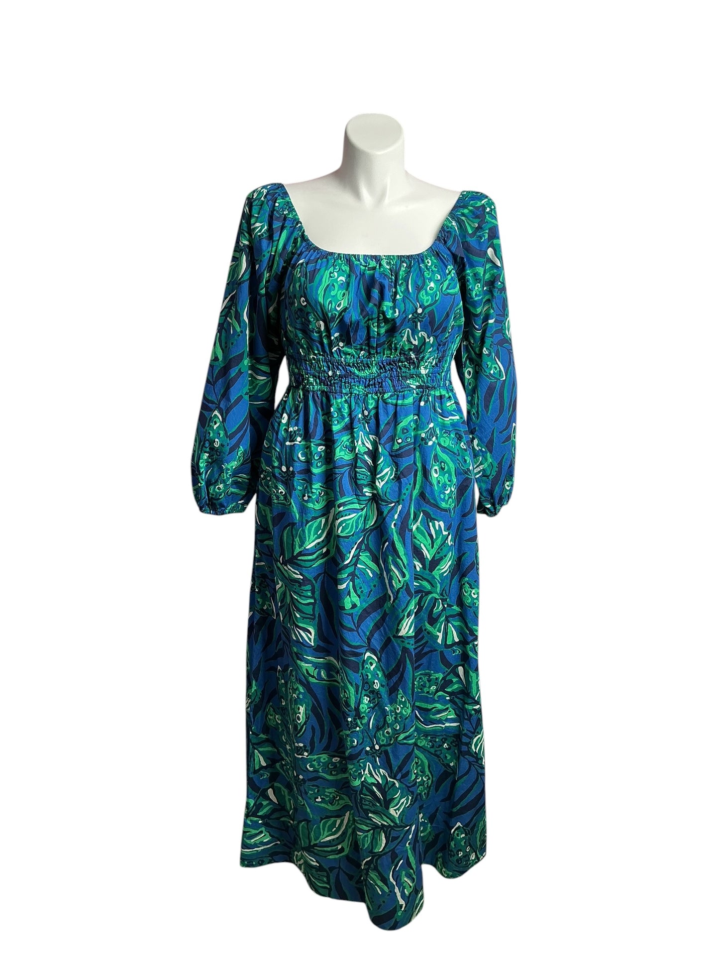 Lilly Pulitzer- NWT Lakira 3/4 Sleeve Dress Indigo Breeze Shady Gators Size XL