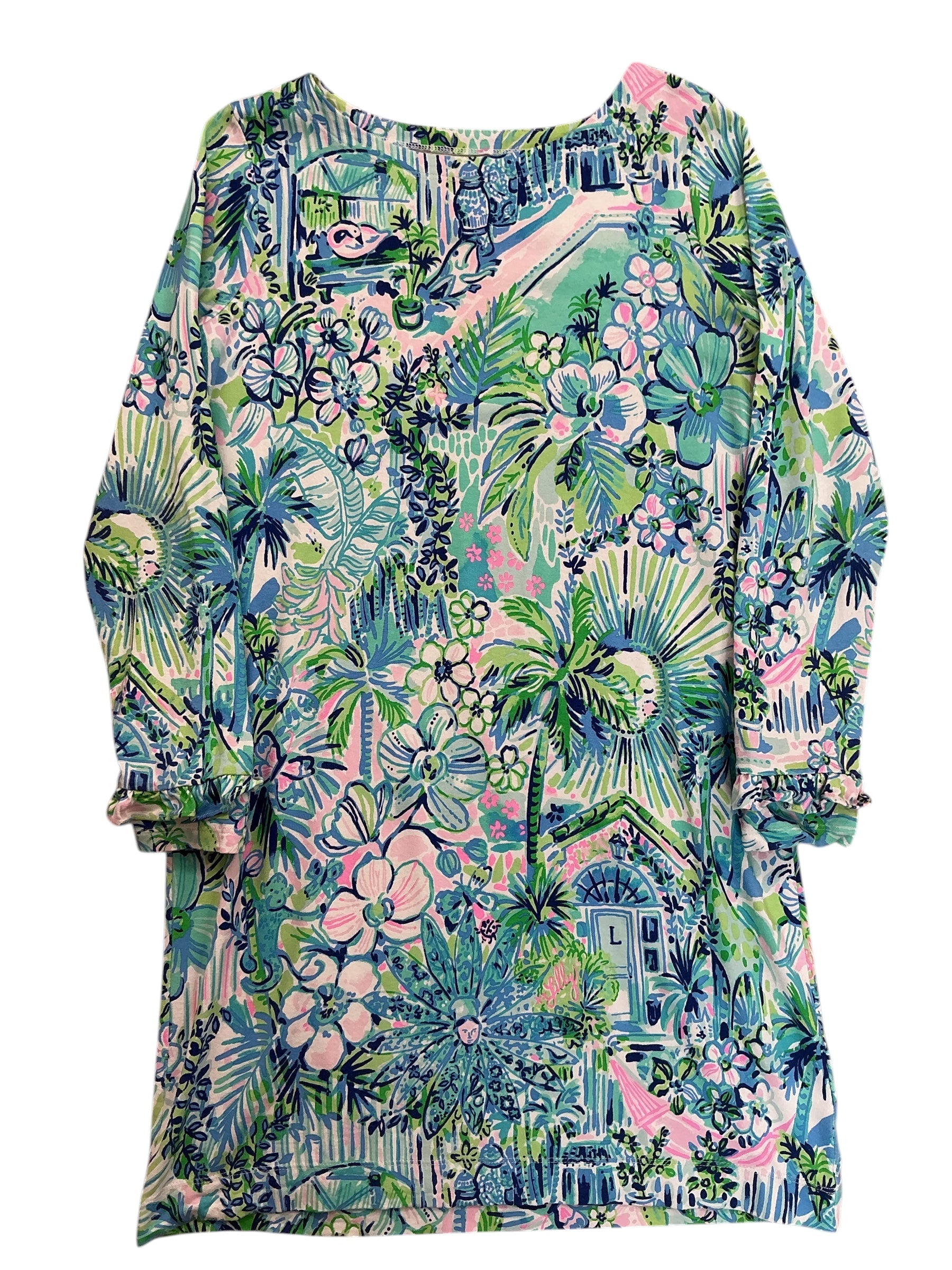 Lilly Pulitzer Girls Kids Mini Sophie Ruffle Dress Multi Lilly’s House - Size XL 12-14