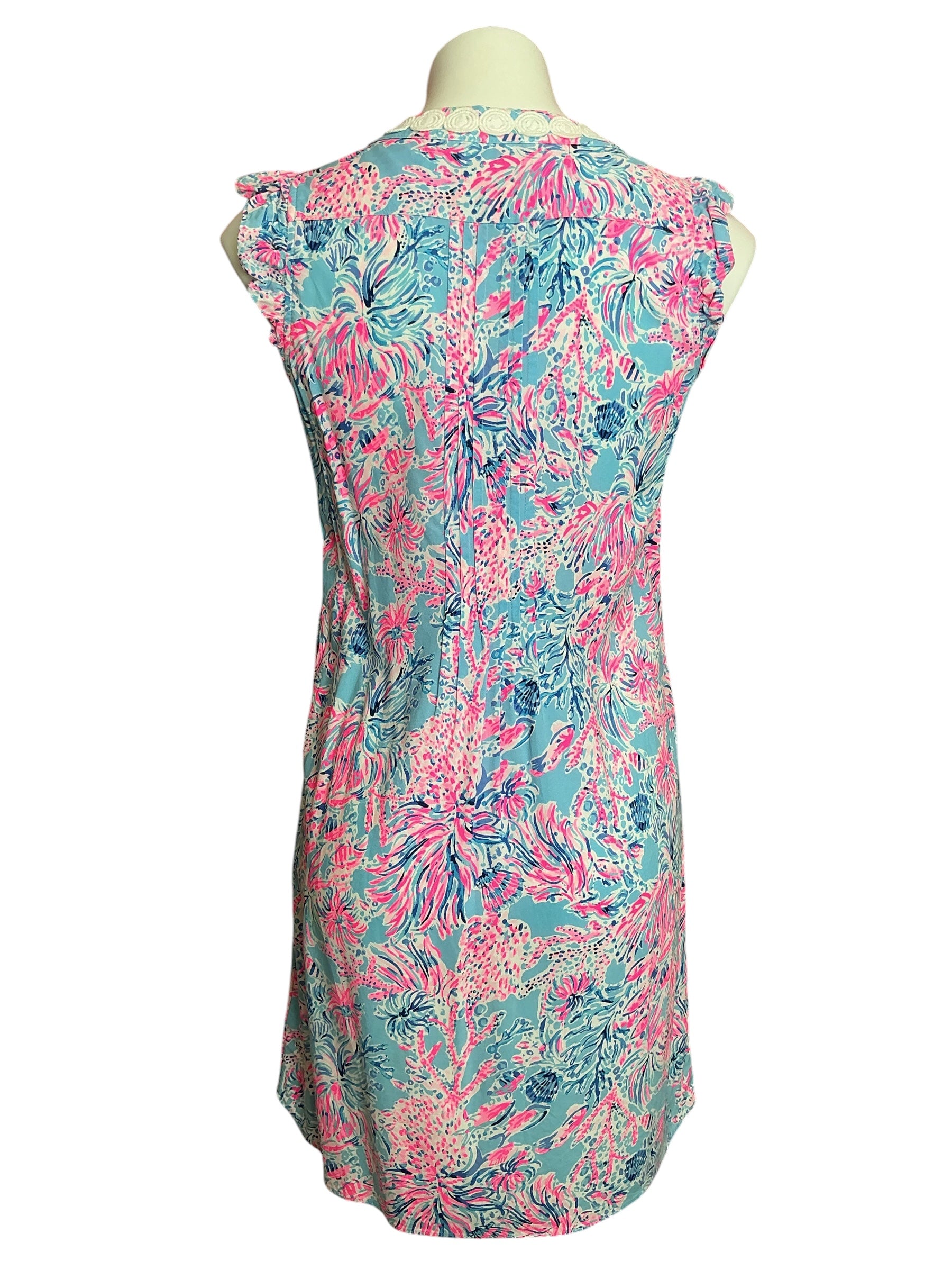 Lilly Pulitzer Joan Tunic Dress Blue Ibiza Now You Sea Me - Size XS