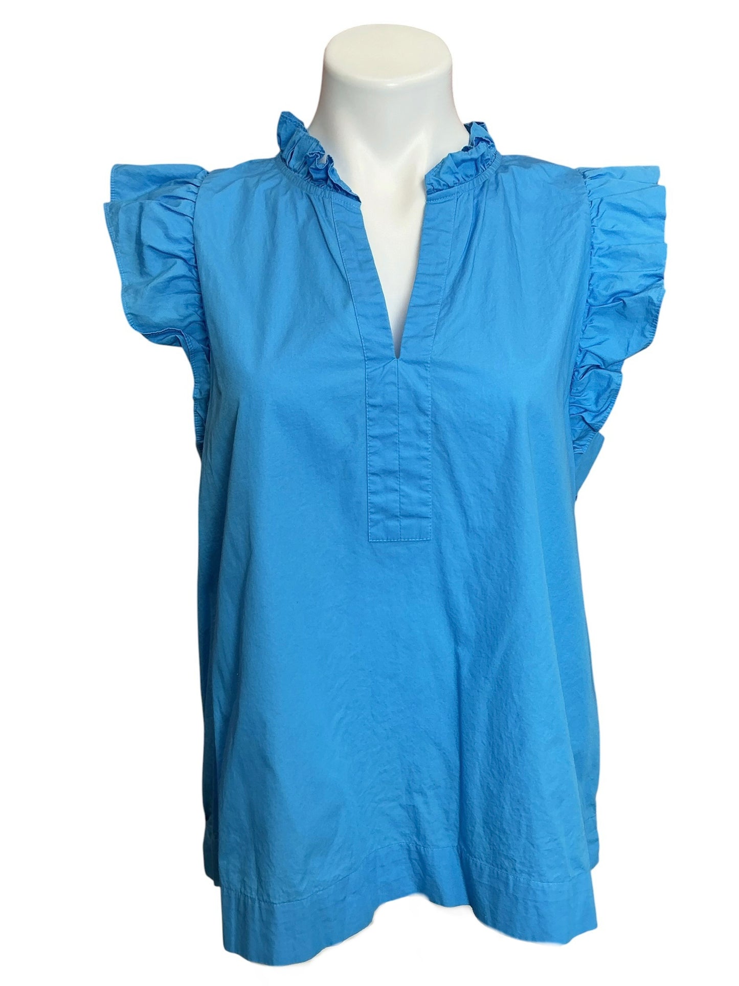 Lilly Pulitzer Klaudie Ruffle Sleeve Top Lunar Blue - Size L