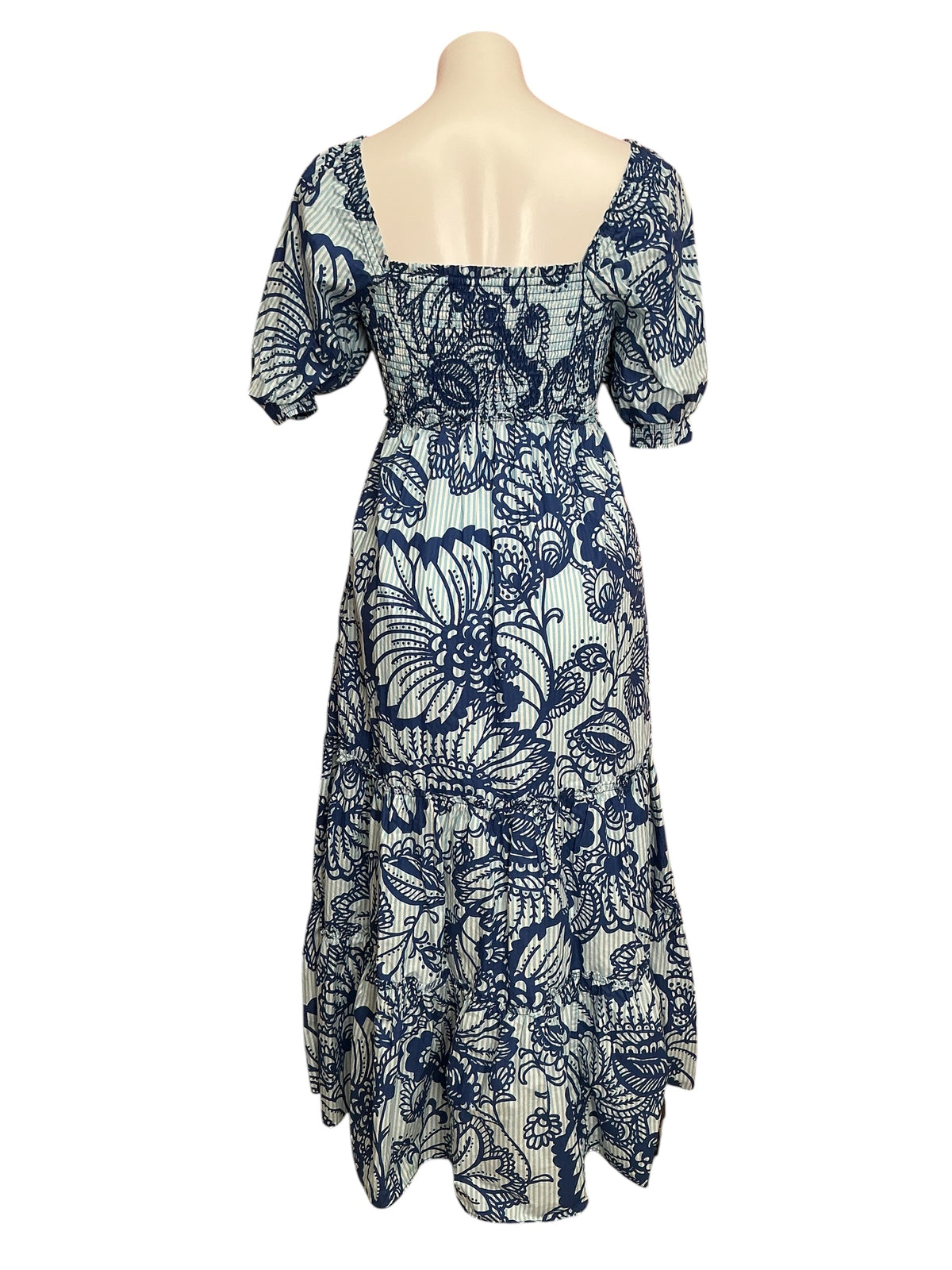 Lilly Pulitzer Hadly Short Sleeve Smocked Dress Starlight Navy Proud As A Peacock Stripe - Size XXS