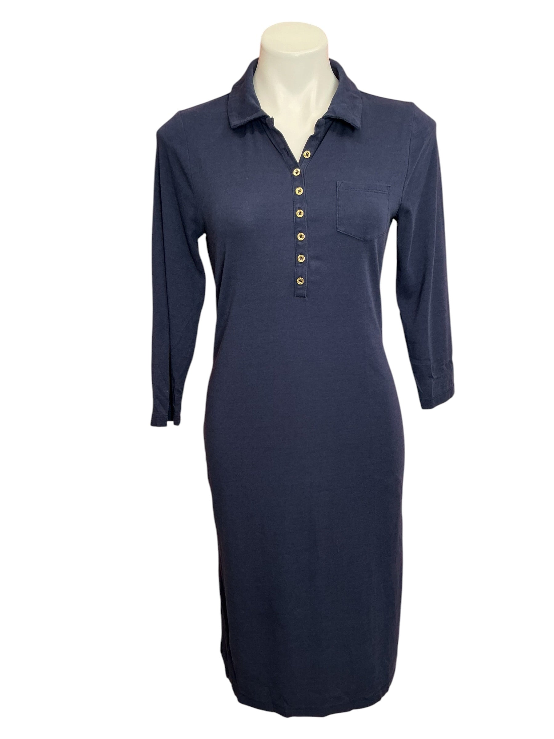 Lilly Pulitzer Reema 3/4 Sleeve Knee Length Dress True Navy - Size M