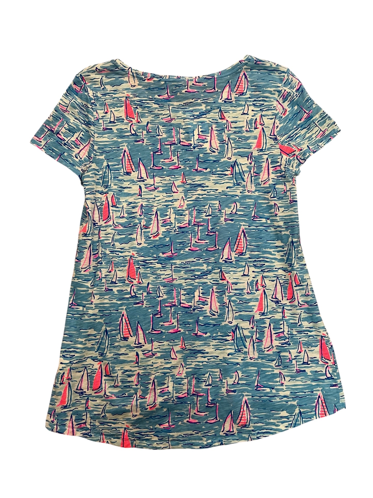 Lilly Pulitzer Etta Scoopneck Top Zanzibar Blue Boatylicious - Size S