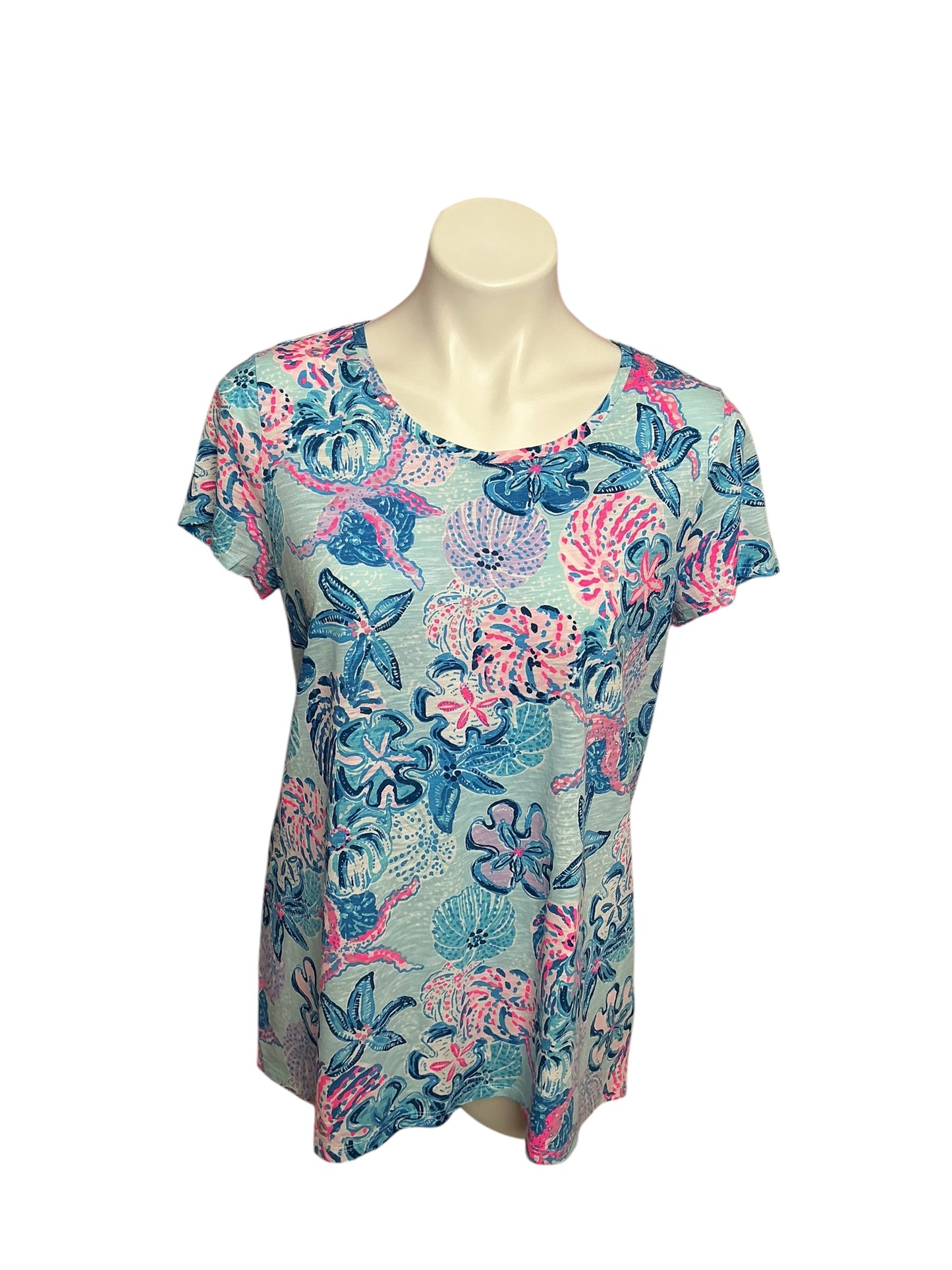 Lilly Pulitzer Etta Scoop Neck Top Roar Of The Seas - Size M