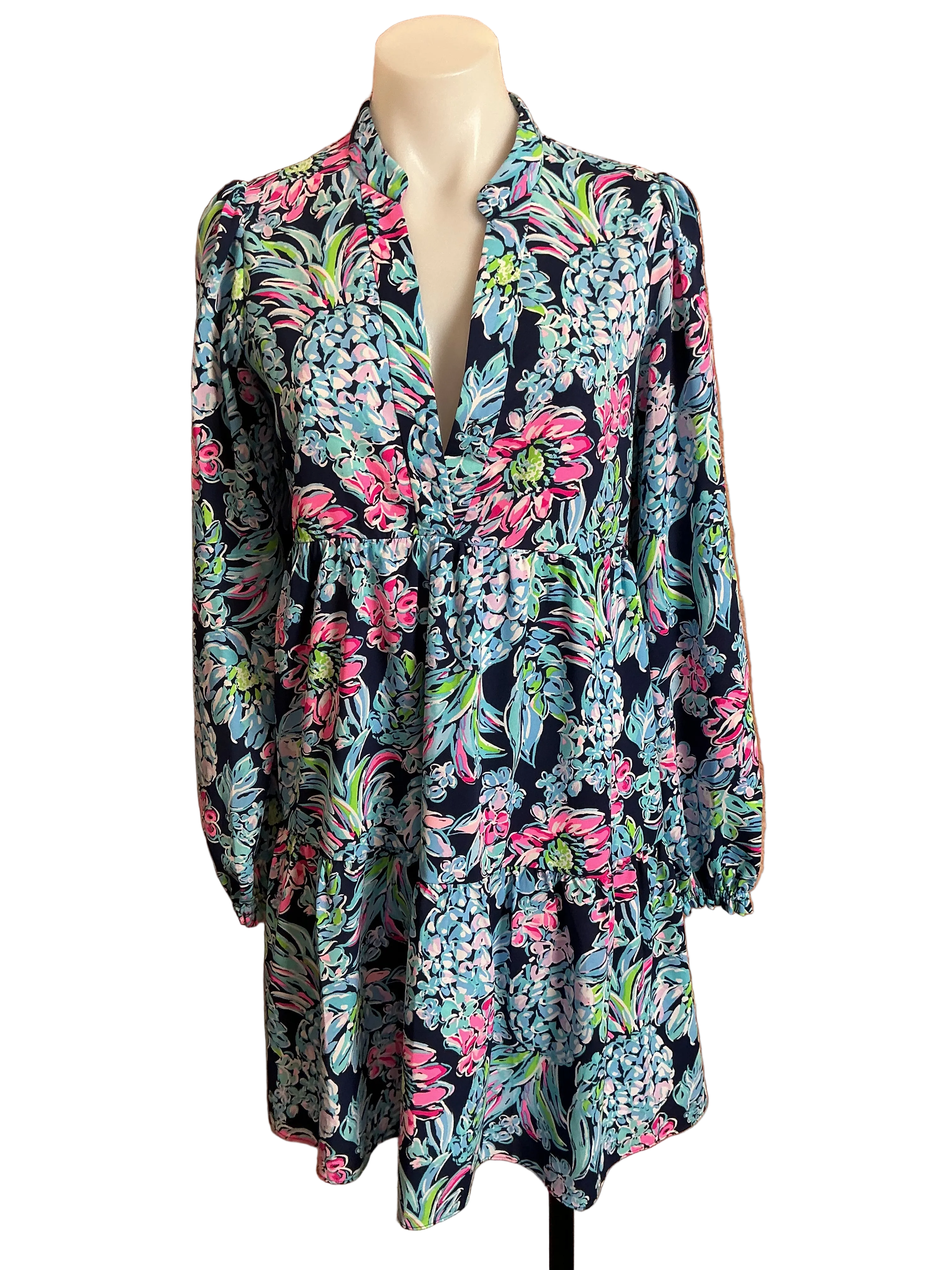 Lilly Pulitzer Winona Stretch Dress High Tide Navy Pineapple Paradise - Size XS