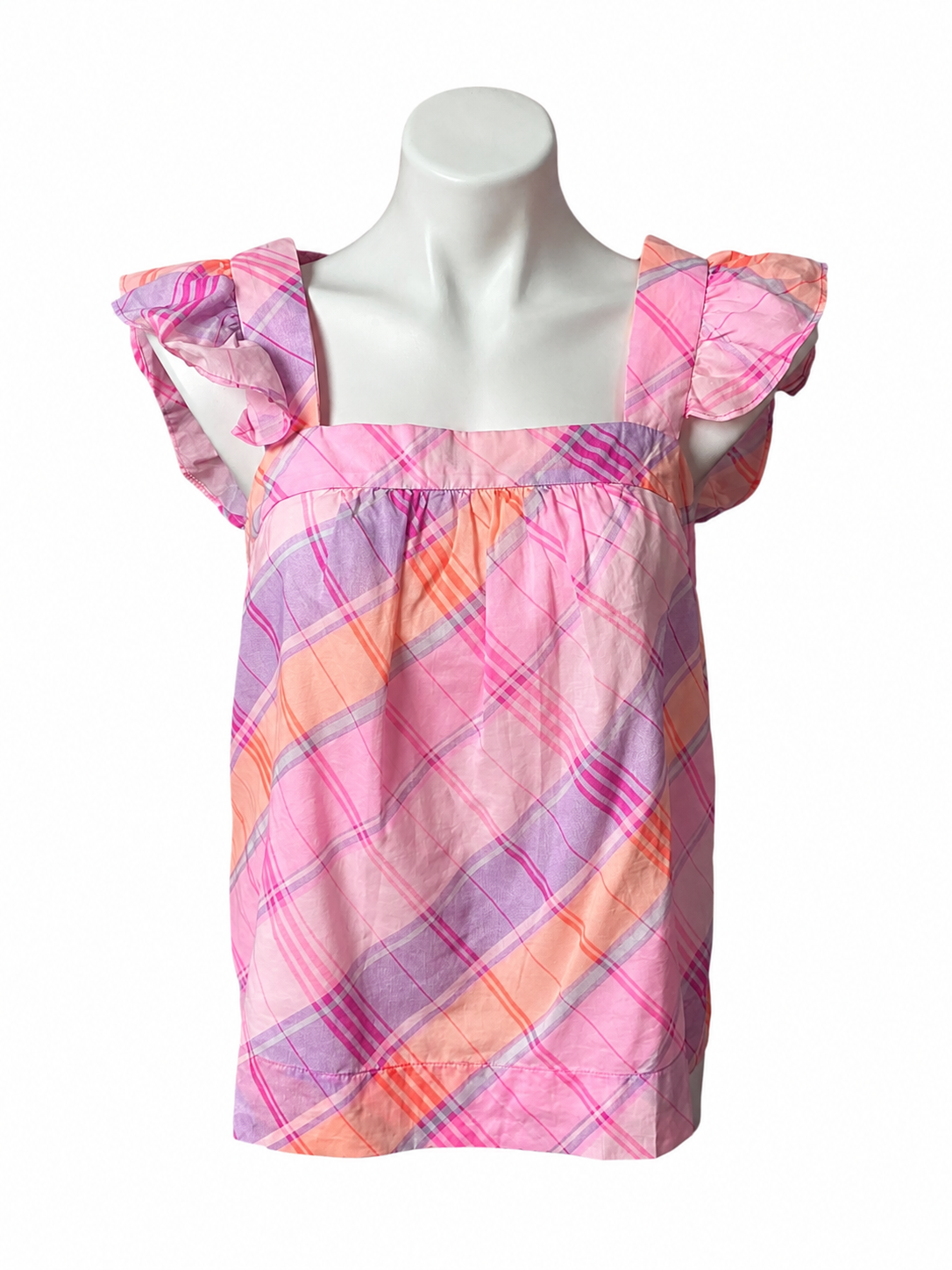 Lilly Pulitzer NWT Reyna Top Pink Isle Madras Plaid - Size S