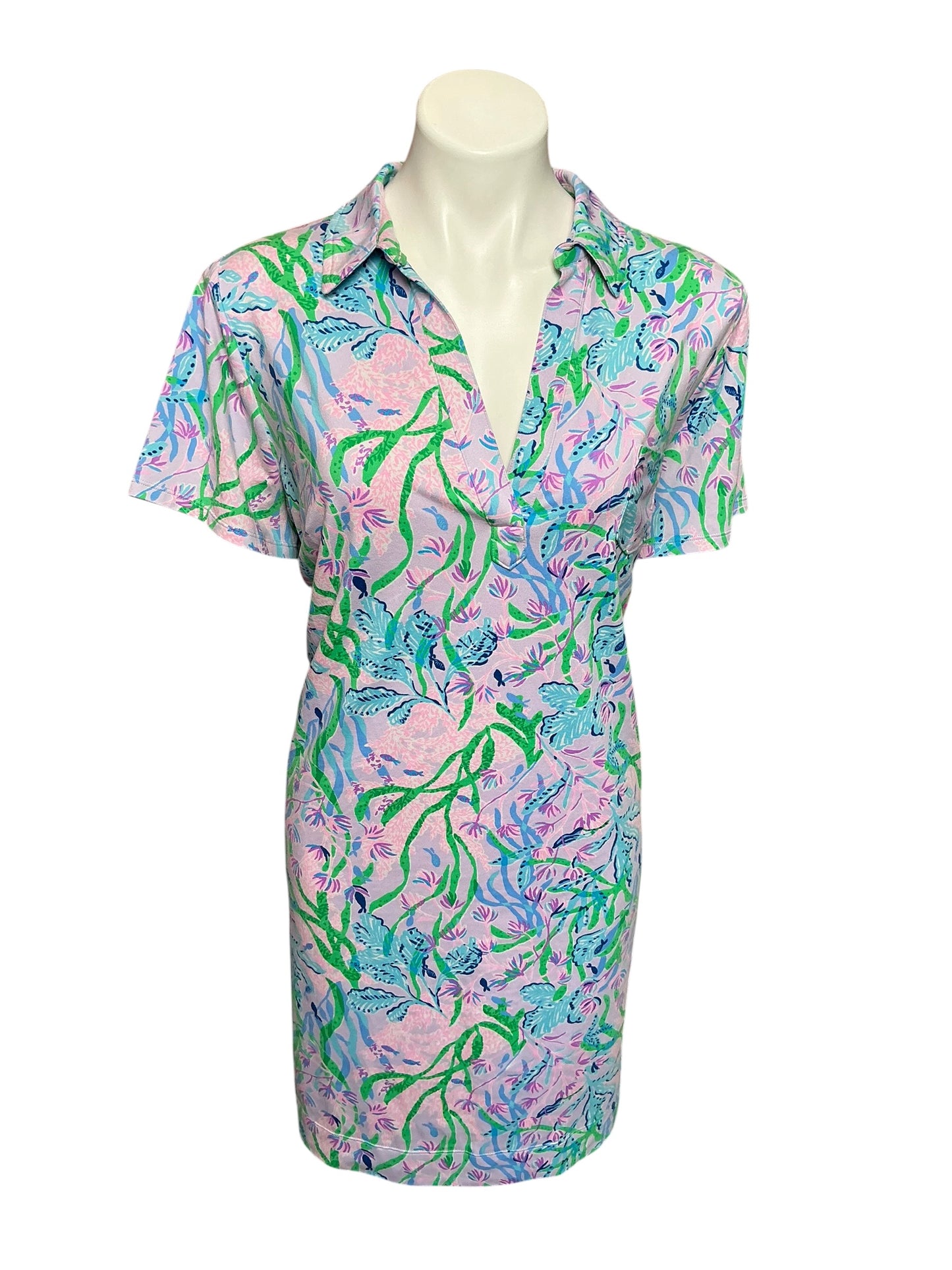 Lilly Pulitzer UPF 50+ Dune Short Sleeve Dress Multi Seacret Escape - Size XXL