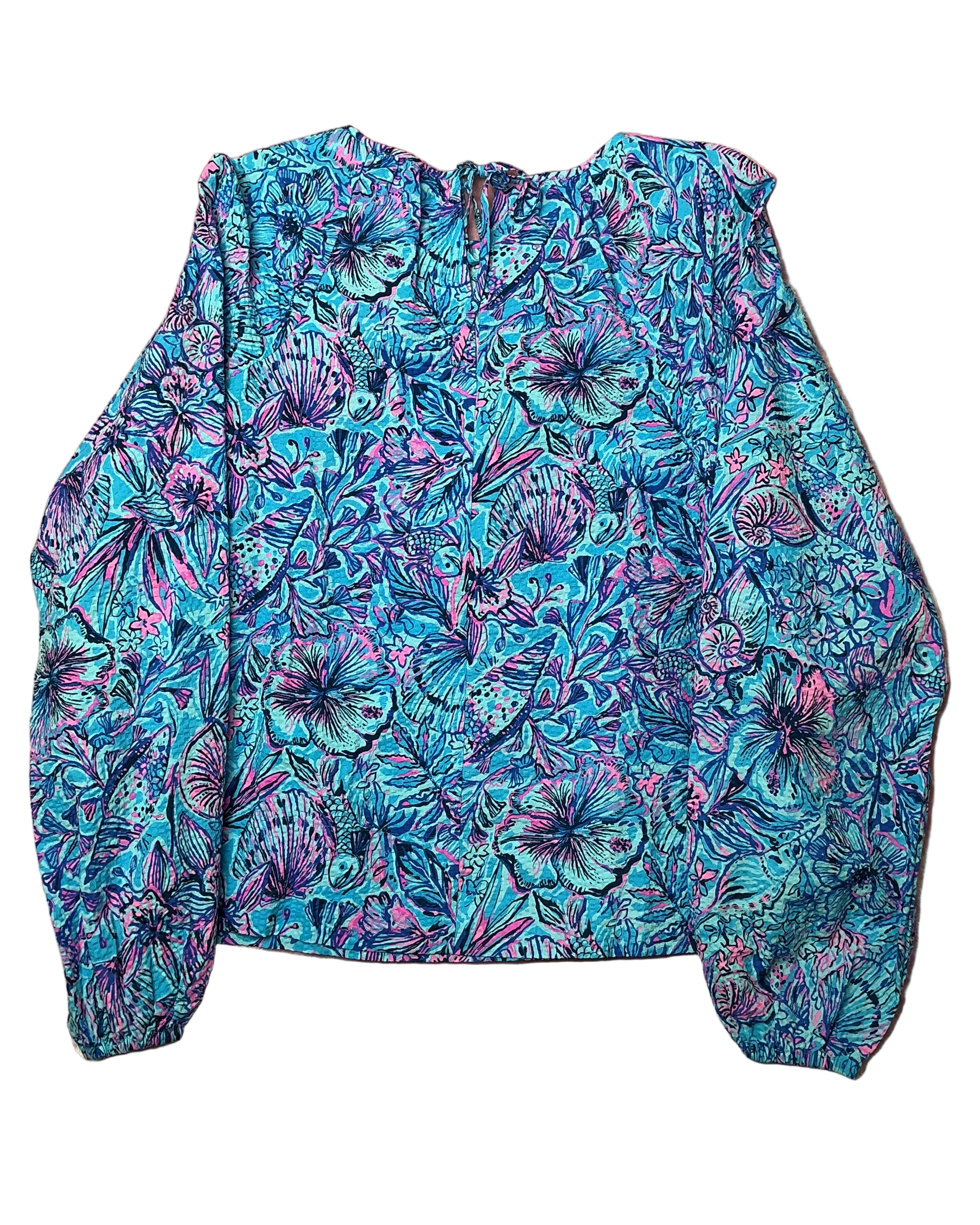 Lilly Pulitzer NWT - Rilynn Long Sleeve Cot - Breakwater Blue Shells N Bells  - Size XS
