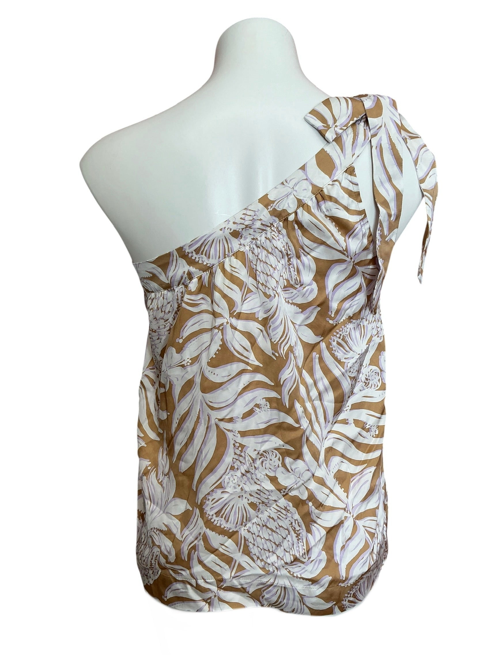 Lilly Pulitzer Bexler One-Shoulder Top Rattan Bon Vivants - Size 2