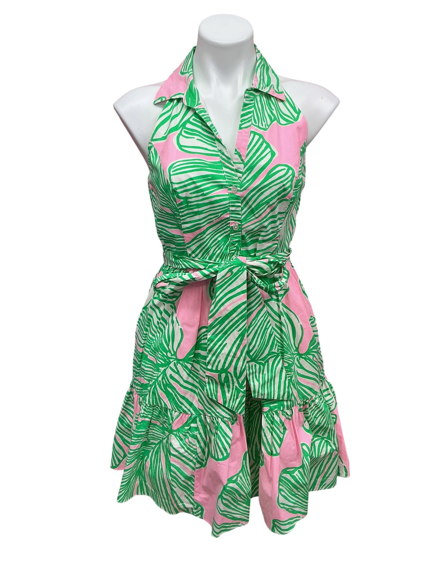 Lilly Pulitzer Trisha Stretch Shirtdress Mandevilla Pink Who Let The Fronds Out - Size 4