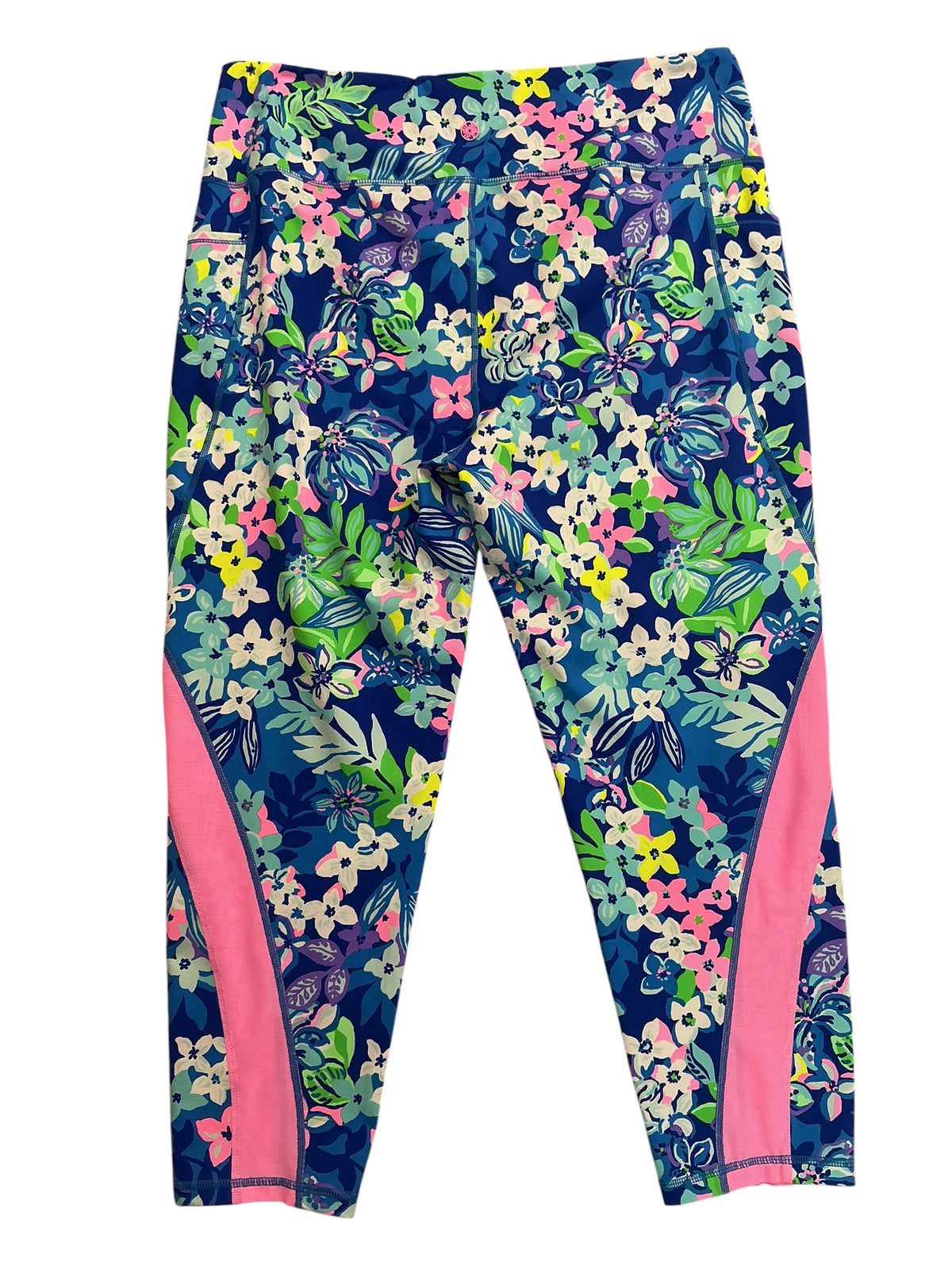 Lilly Pulitzer Luxletic Weekender High Rise Midi Leggings Borealis Blue Social Sunset - Size XXL