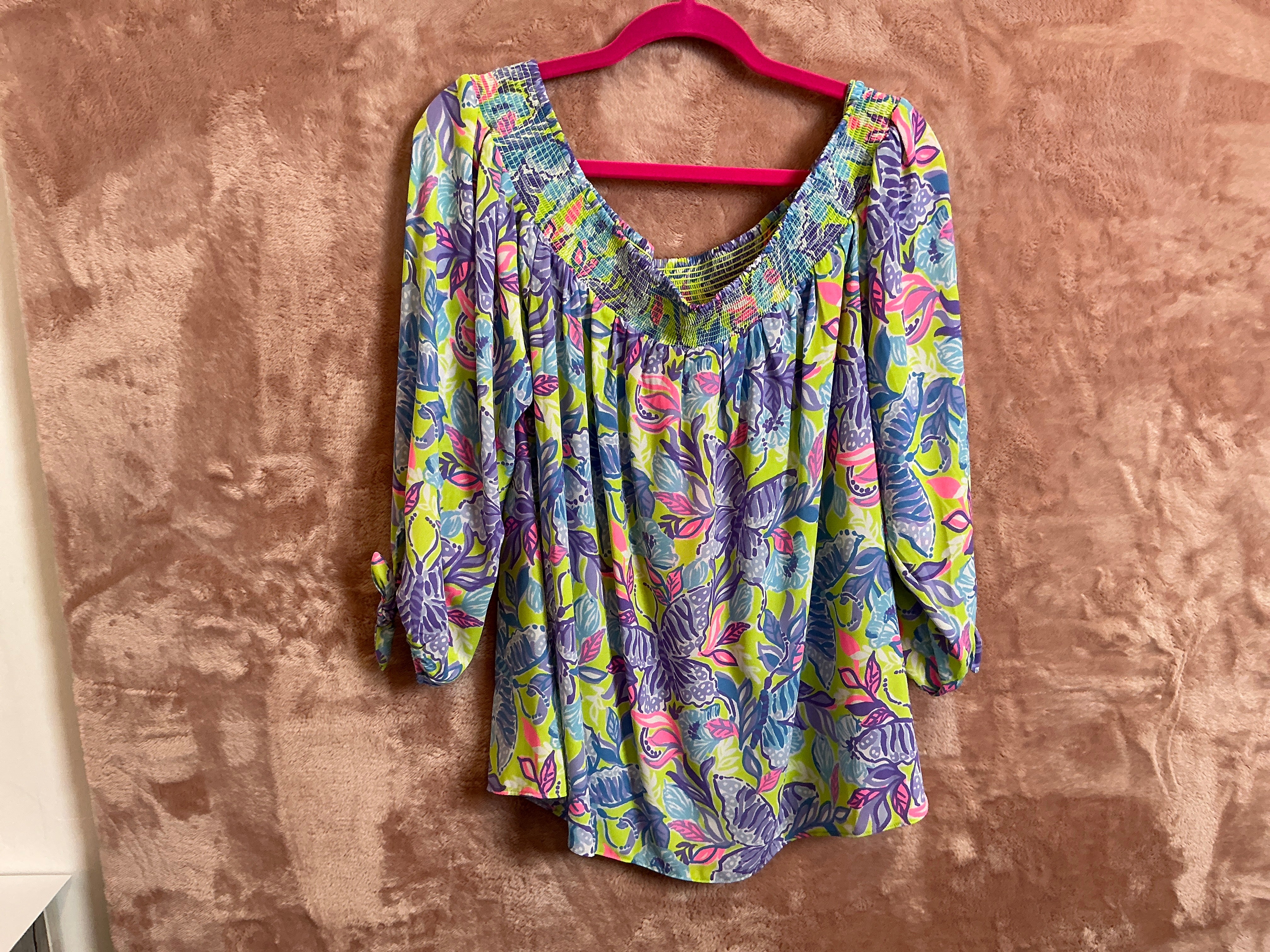 Lilly Pulitzer Top NWT - Maryellen Long Sleeve Off The Shoulder Top - Dew Drop - Stay Fly - Size XL