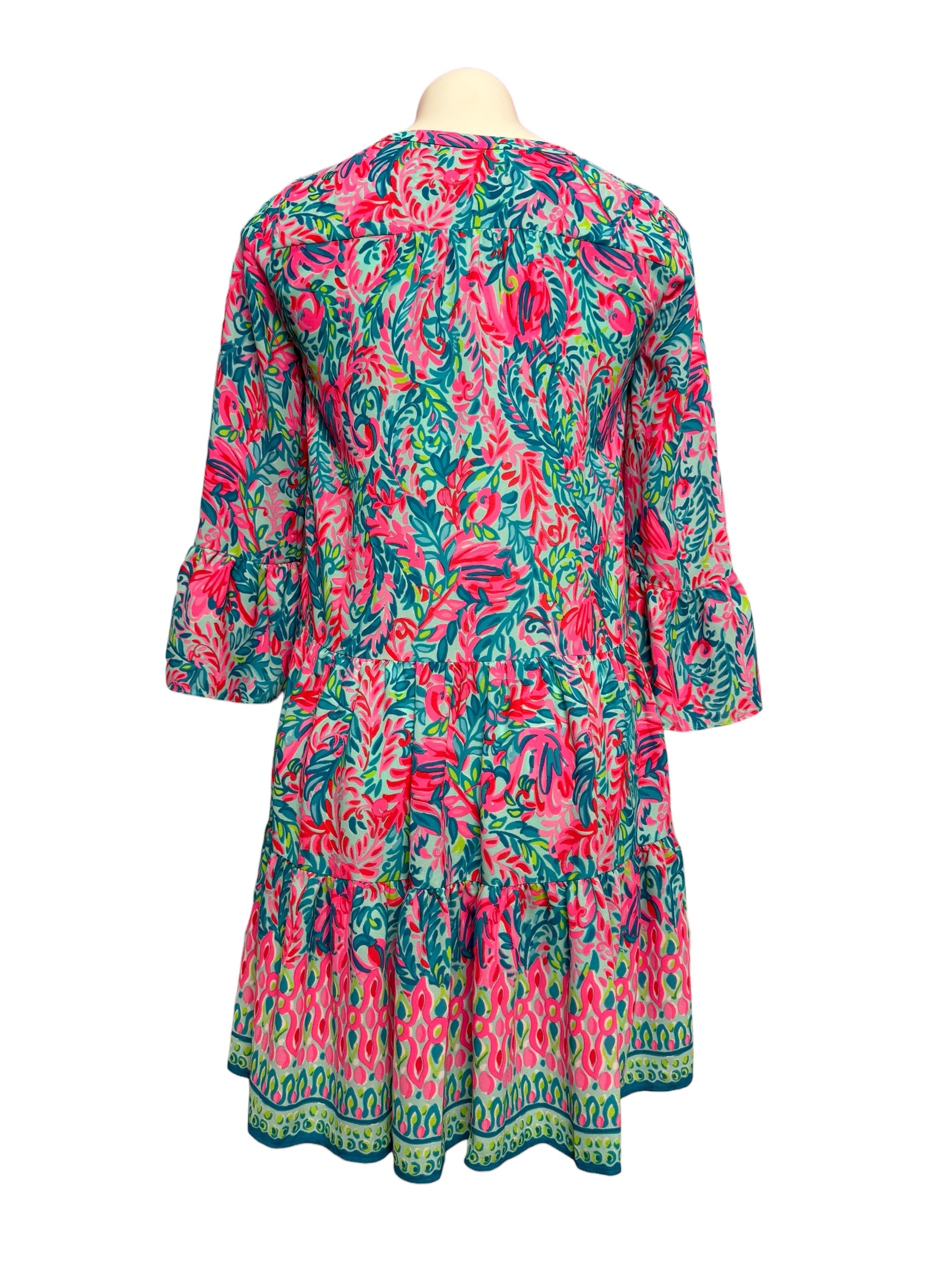Lilly Pulitzer Gabrielle 3/4 Sleeve Dress, Surf Blue- Flim Flam Engineered Size 00