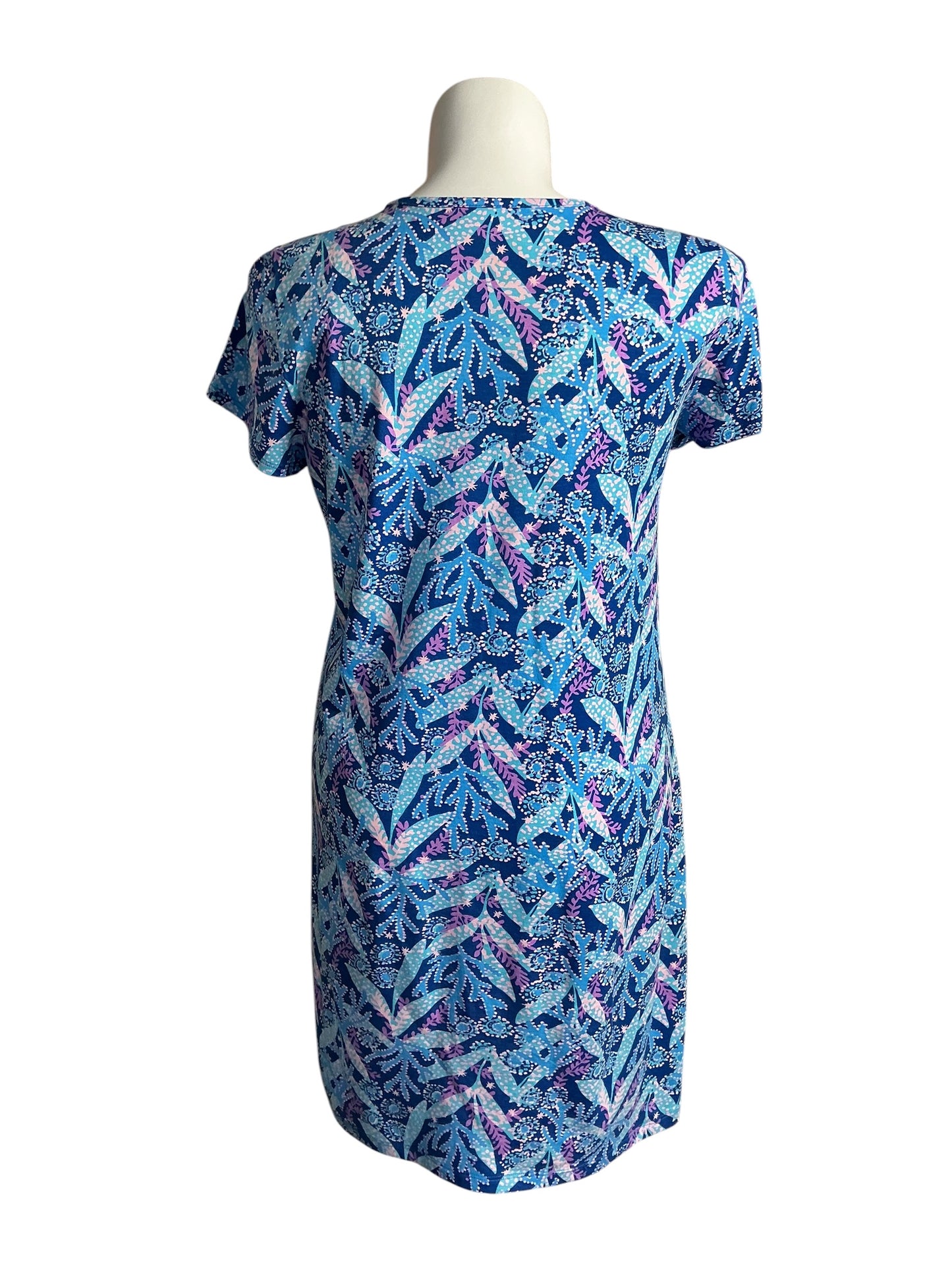 Lilly Pulitzer Short Sleeve Dress Barton Blue Star Gazing - Size L