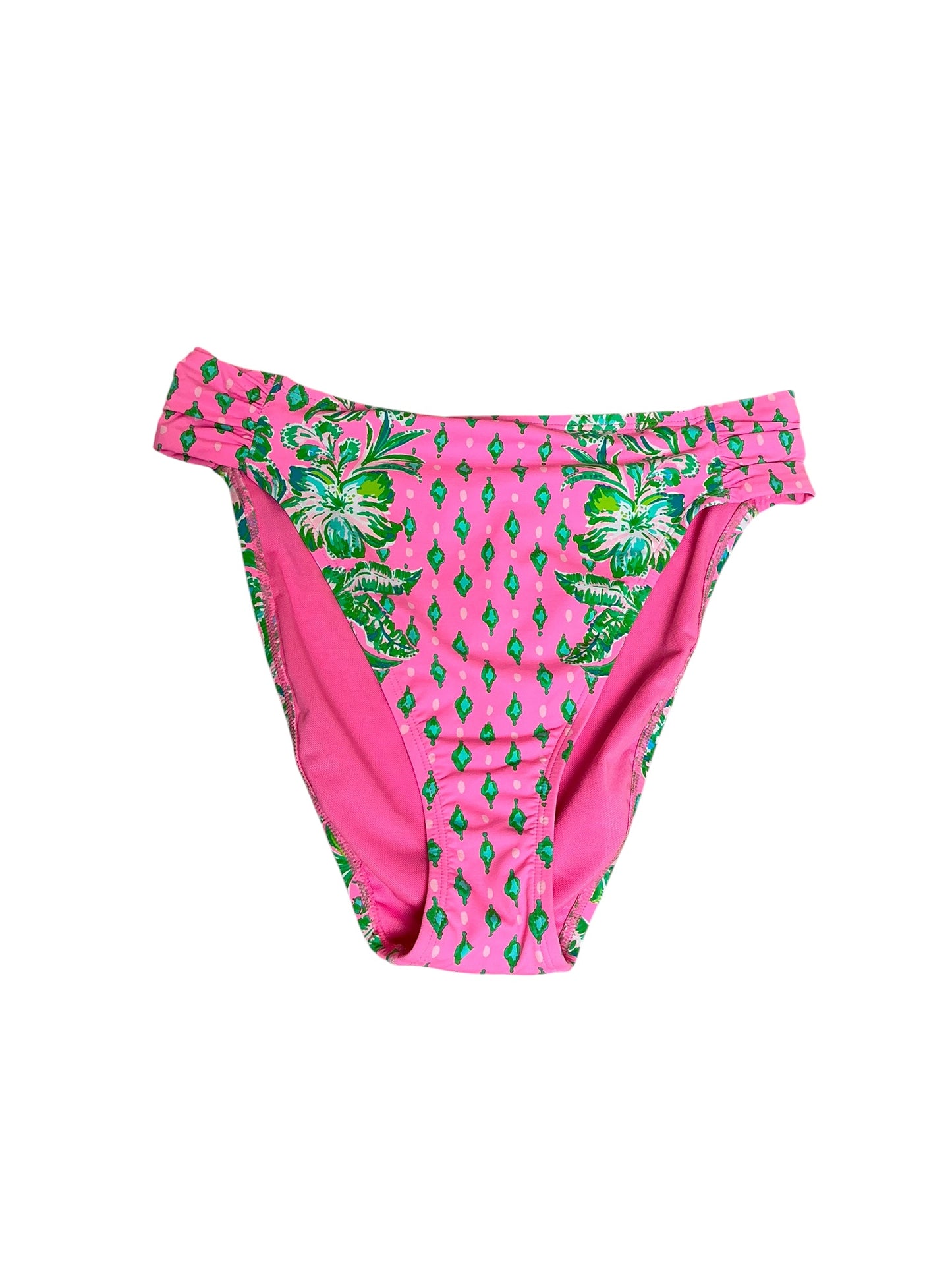 Lilly Pulitzer Clancy High-Waisted Bikini Bottom Pink Shandy Oh Diamond Girl - Size 8
