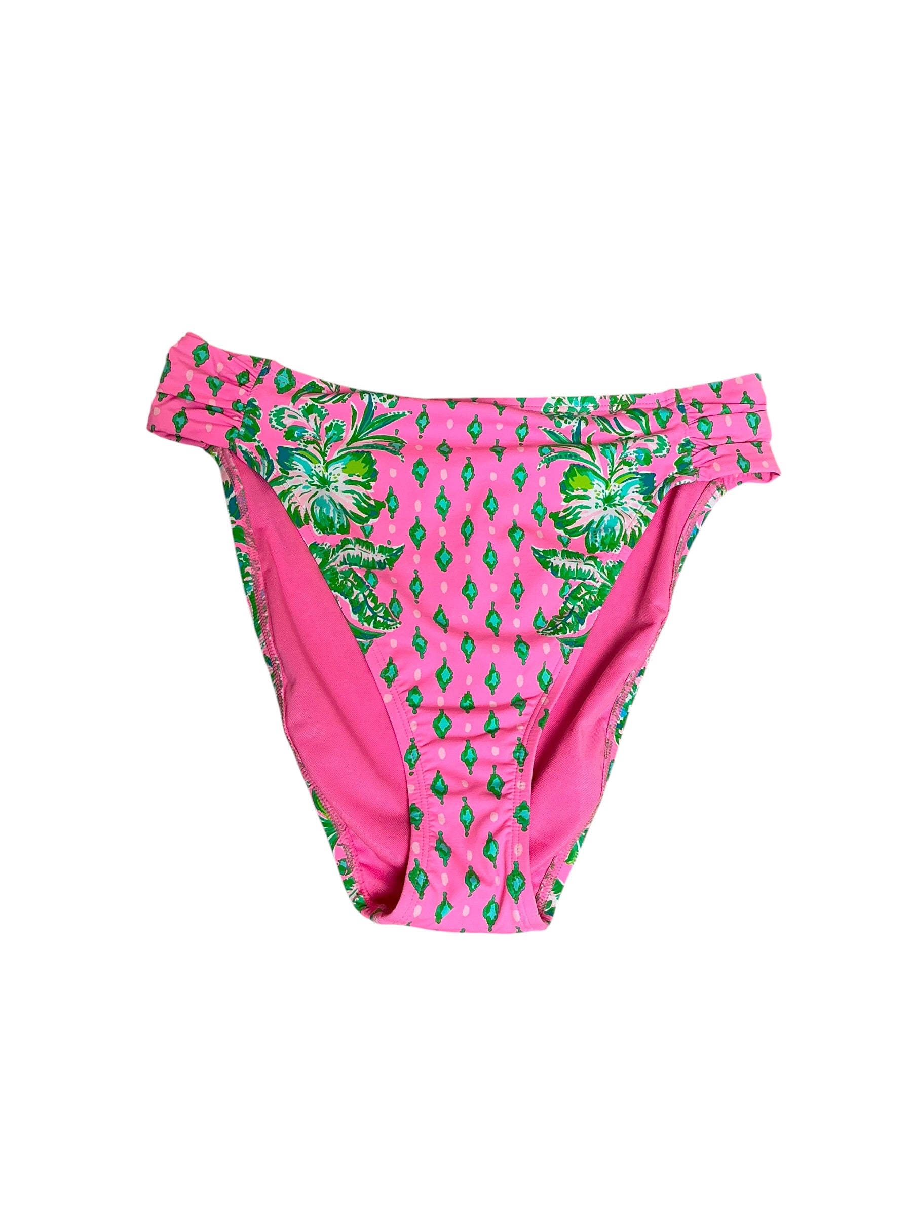 Lilly Pulitzer Clancy High-Waisted Bikini Bottom Pink Shandy Oh Diamond Girl - Size 8