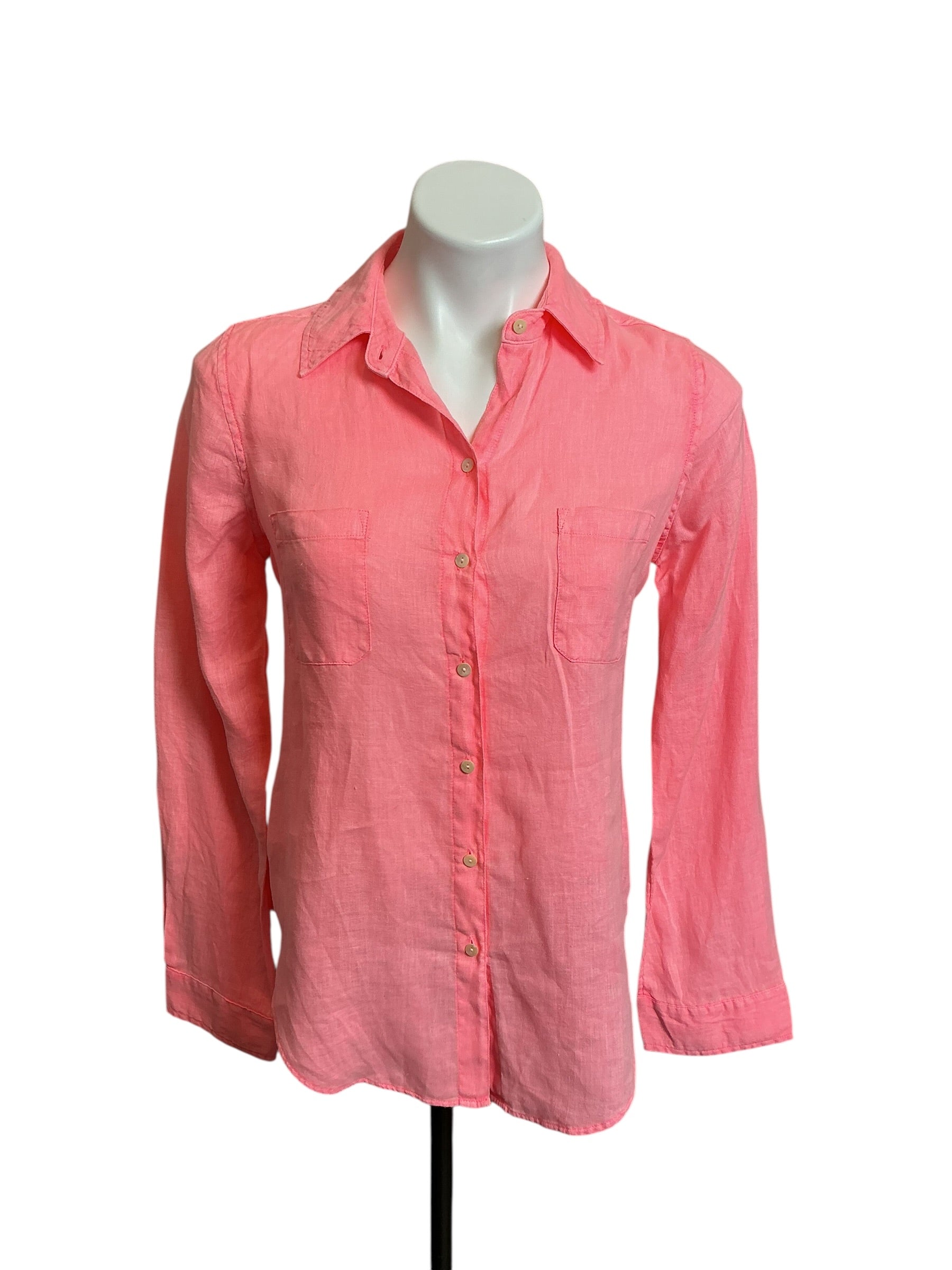 Lilly Pulitzer Seaview Button Down Top Sunset Coral - Size XS