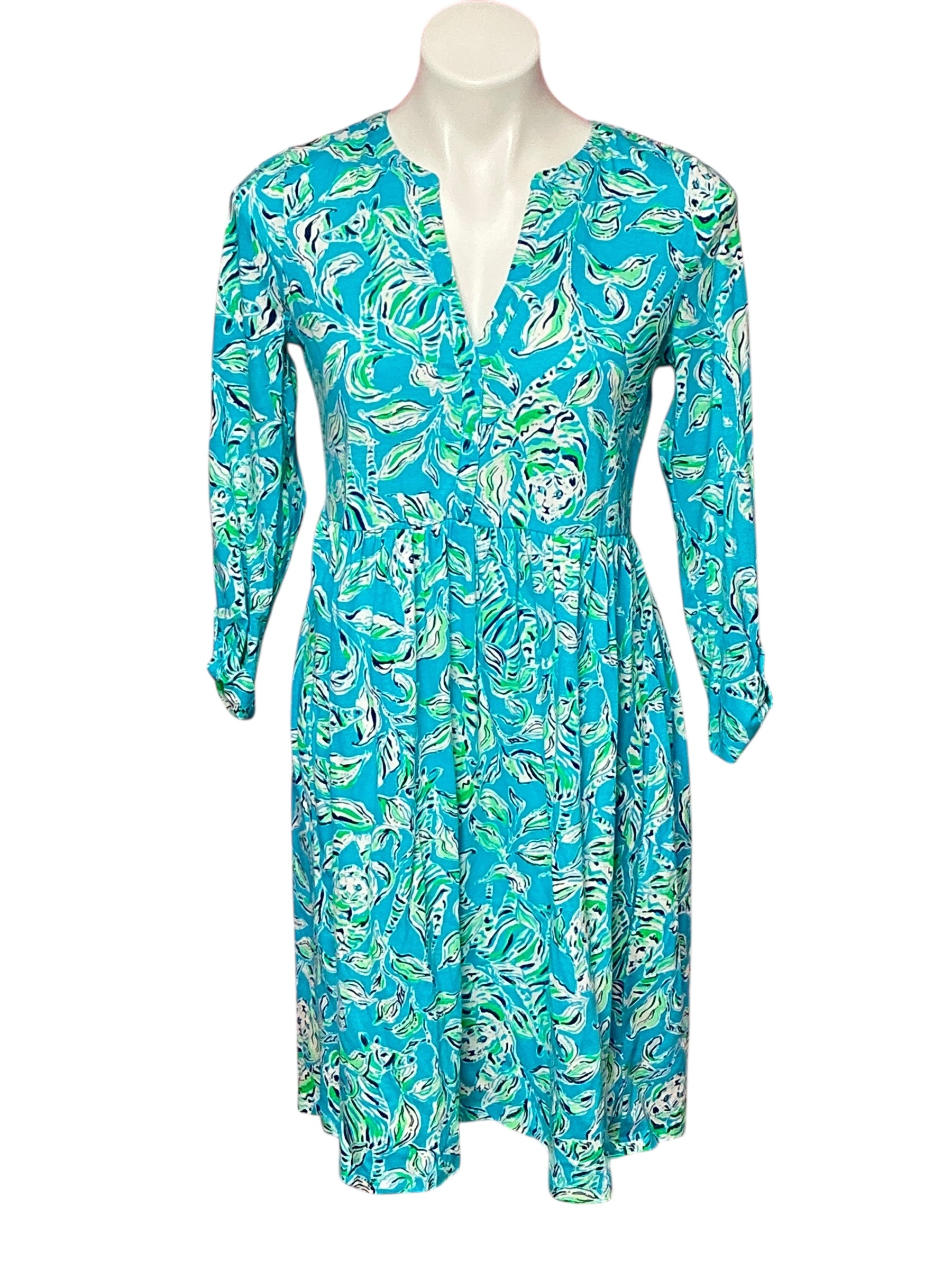 Lilly Pulitzer Loran Swing Dress - Turquoise Oasis Outta Line - Size S
