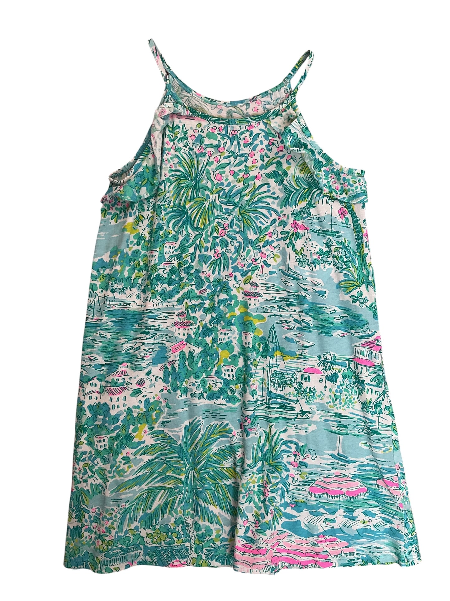 Lilly Pulitzer Kids Girls Margot Swing Dress Gustavia Green Sunshine City - Size M