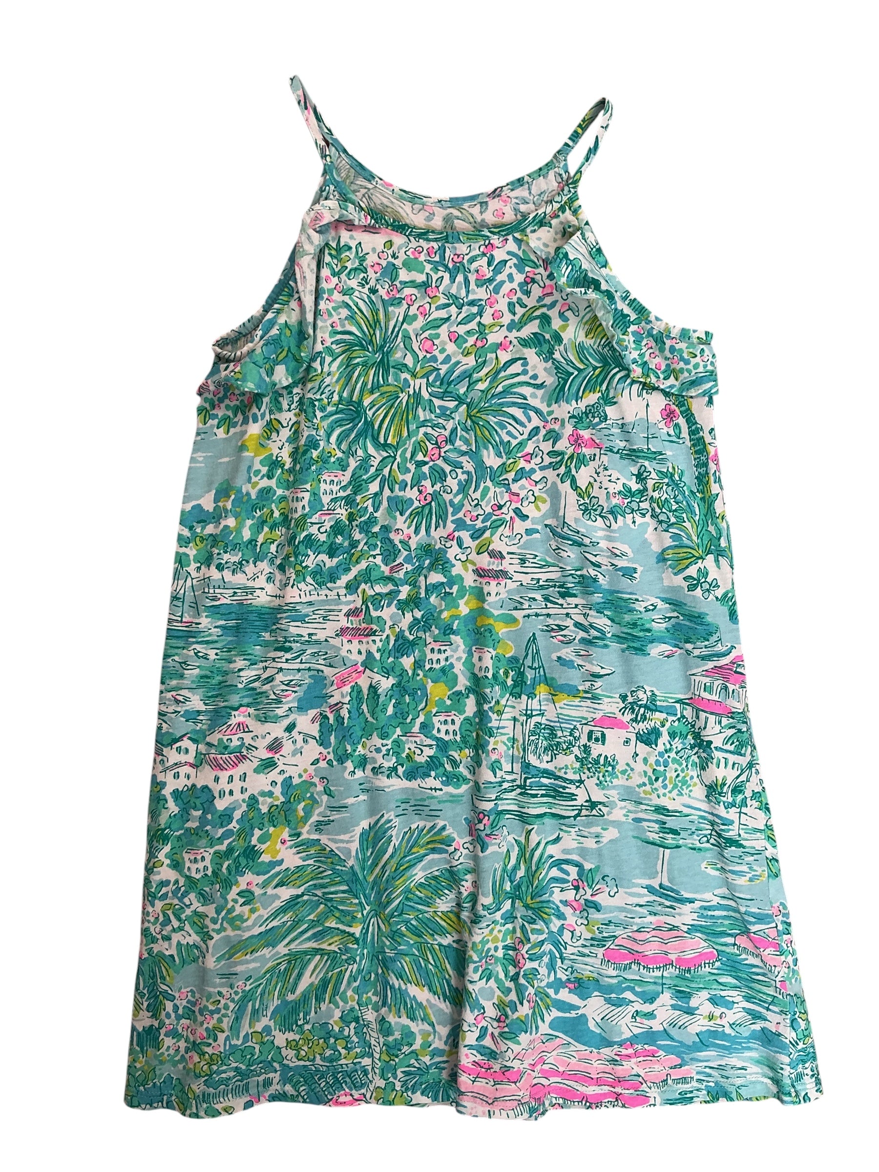 Lilly Pulitzer Kids Girls Margot Swing Dress Gustavia Green Sunshine City - Size M