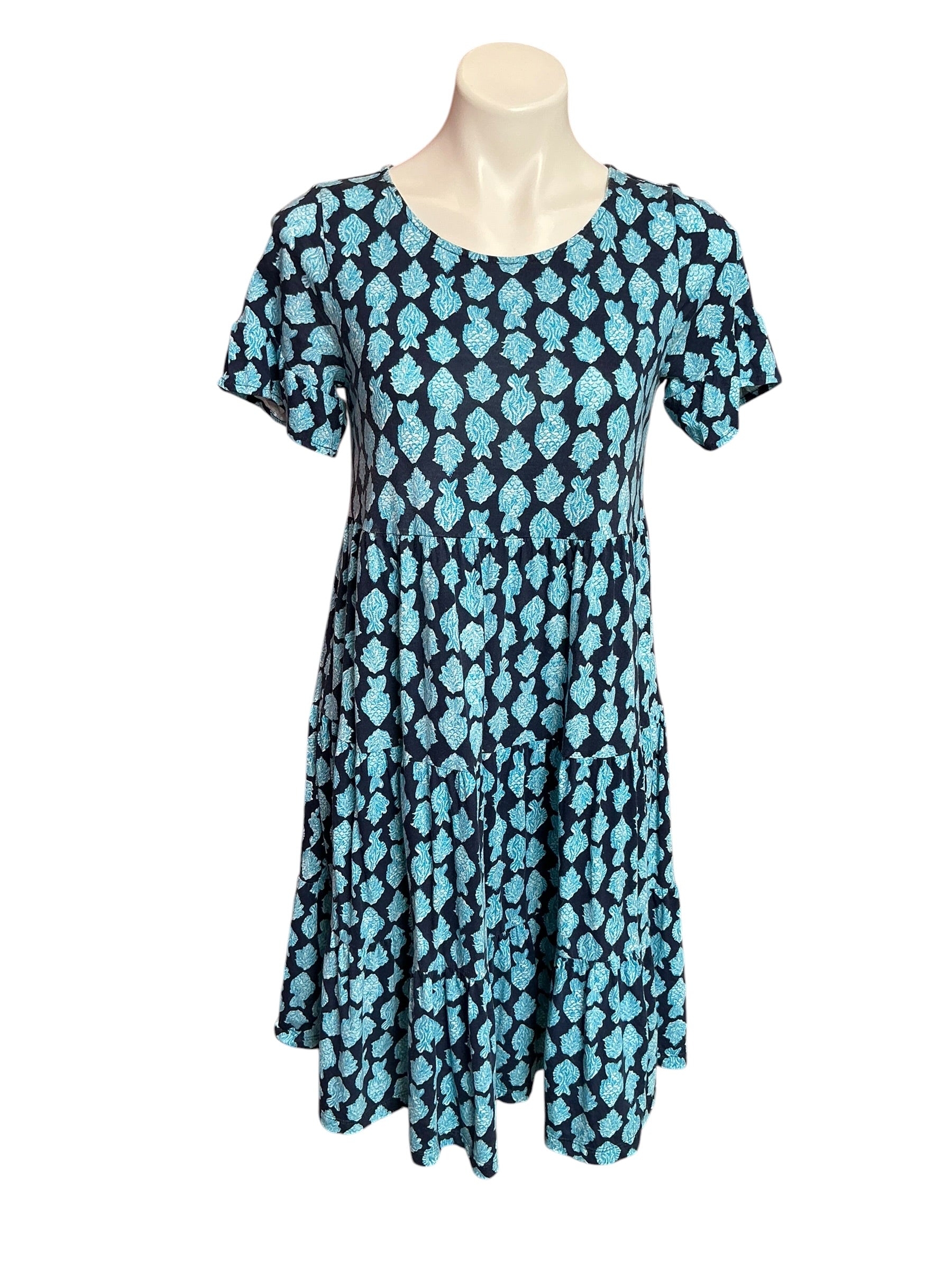 Lilly Pulitzer Jodee Short Sleeve Dress Low Tide Navy Any Fin For You - Size S