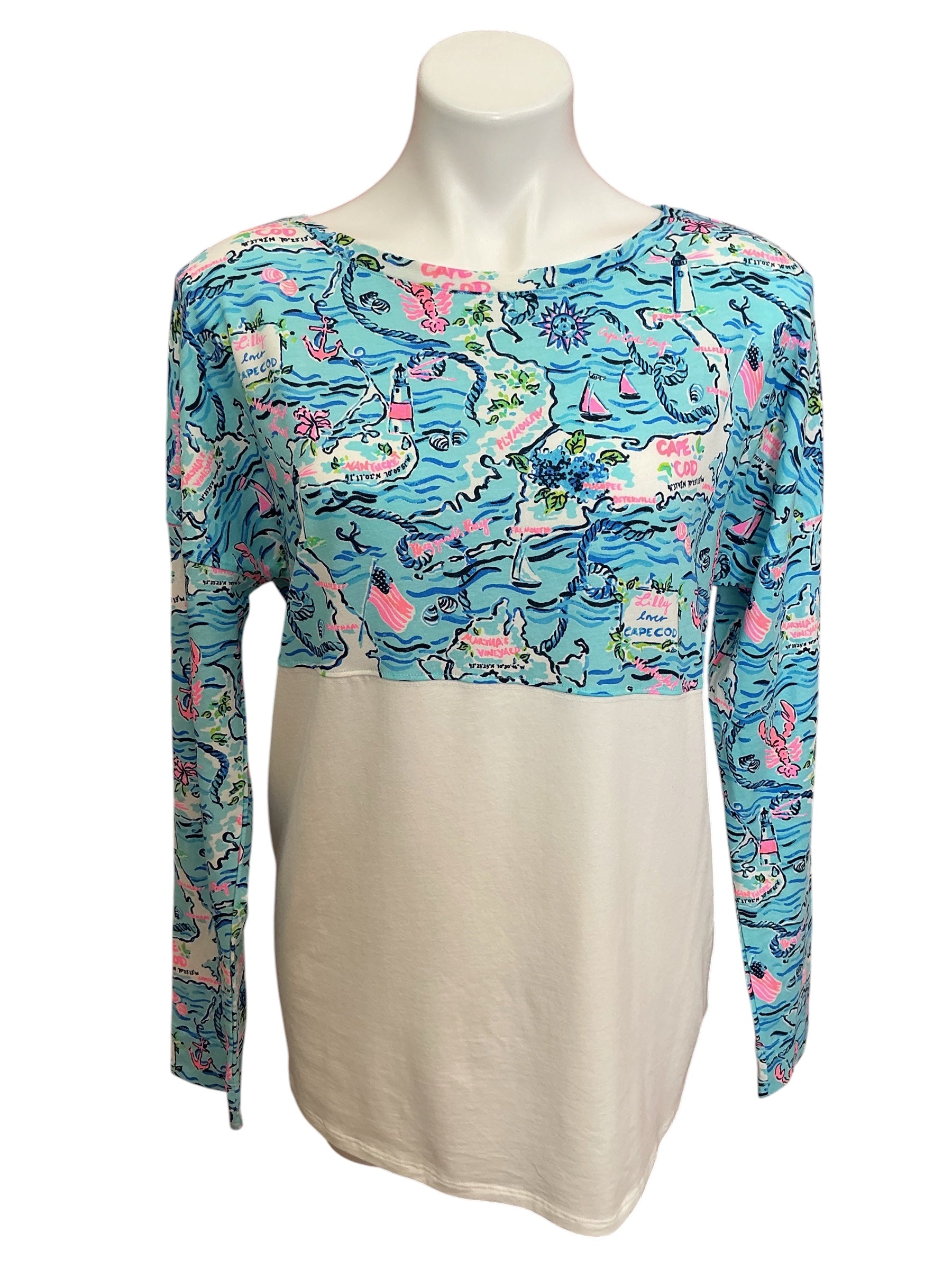 Lilly Pulitzer NWT Finn Top Bali Blue Lilly Loves Cape Cod - Size M